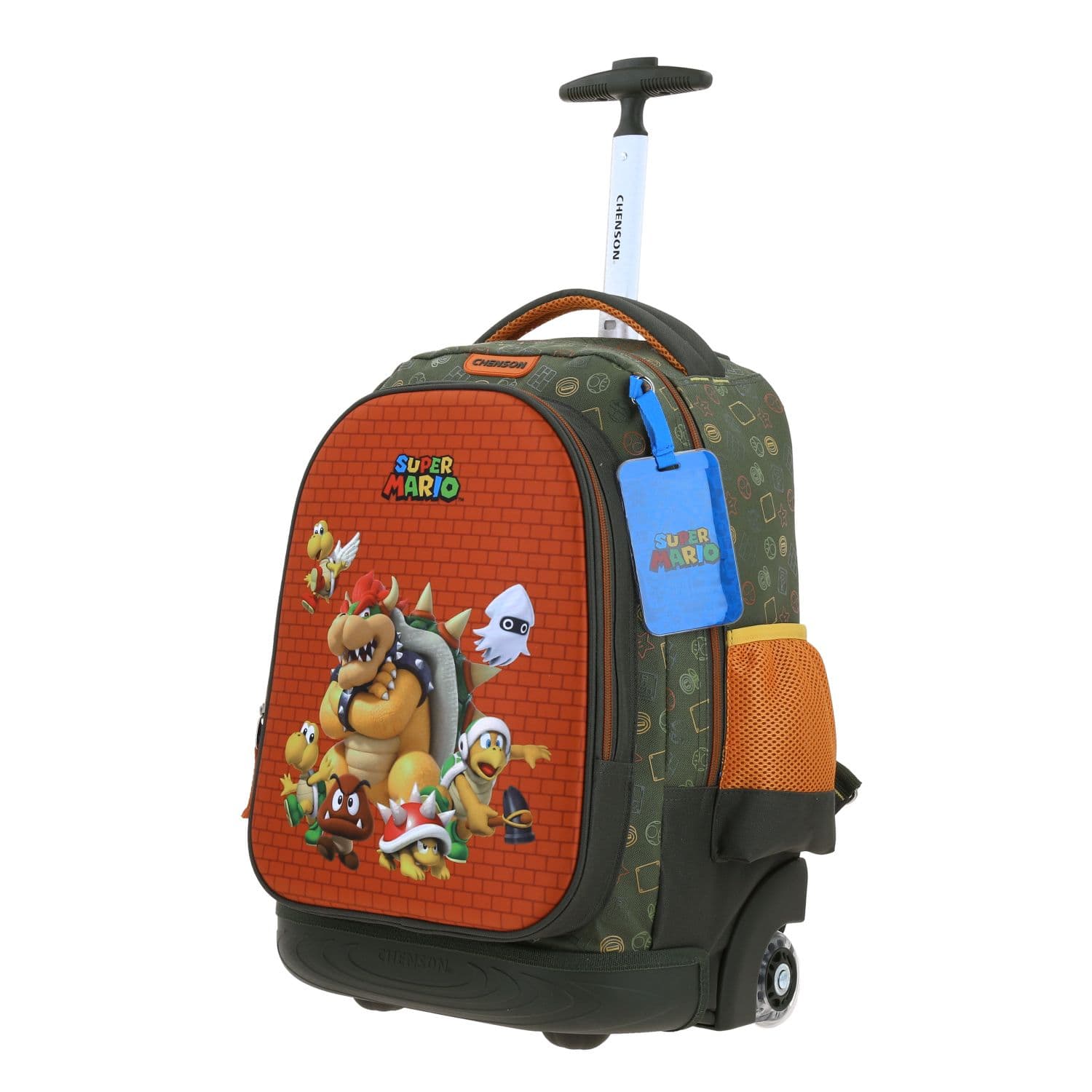 Mochila con Ruedas Mario Bros Verde Seco para Niño - Diversión y Durabilidad 2