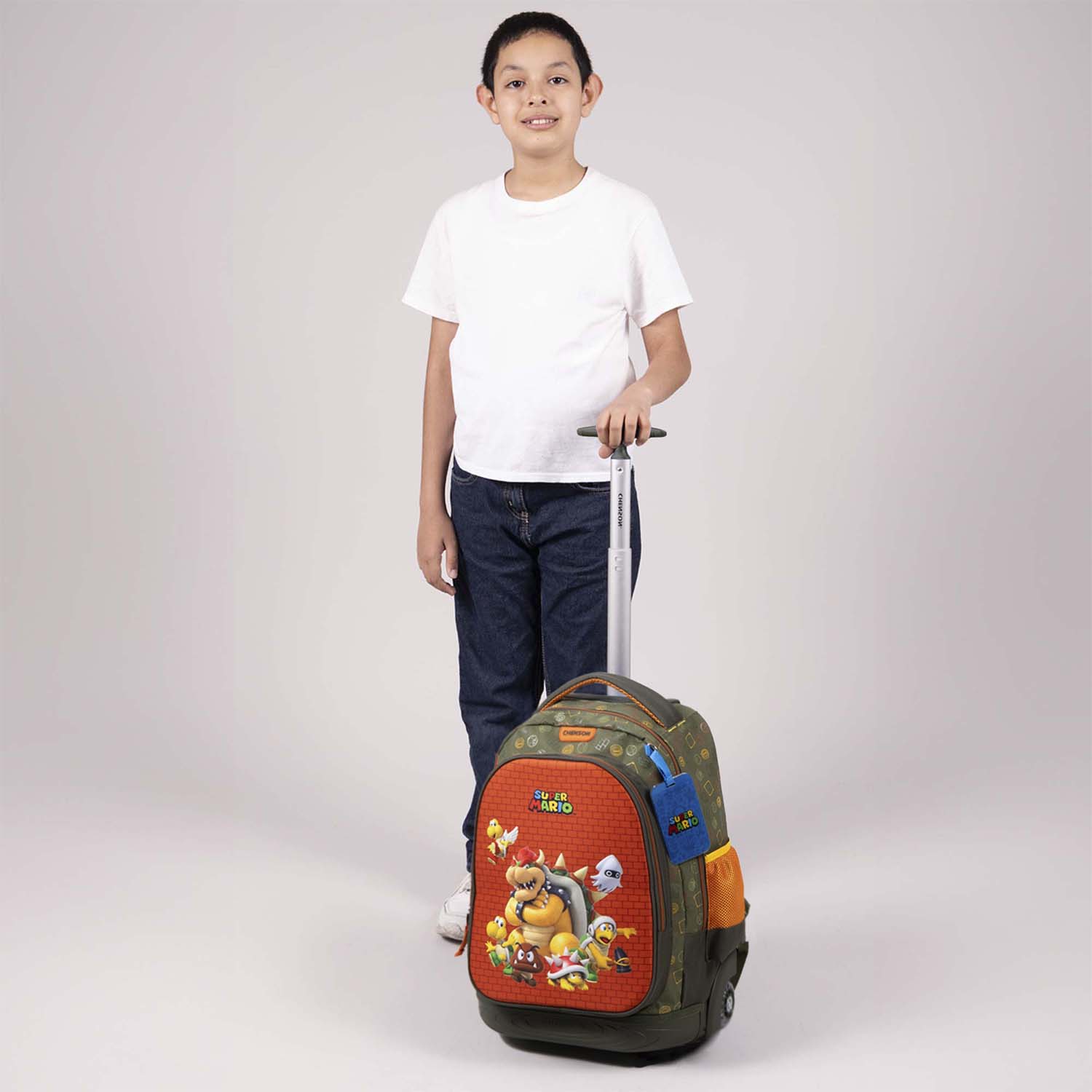 Mochila con Ruedas Mario Bros Verde Seco para Niño - Diversión y Durabilidad - vista 2
