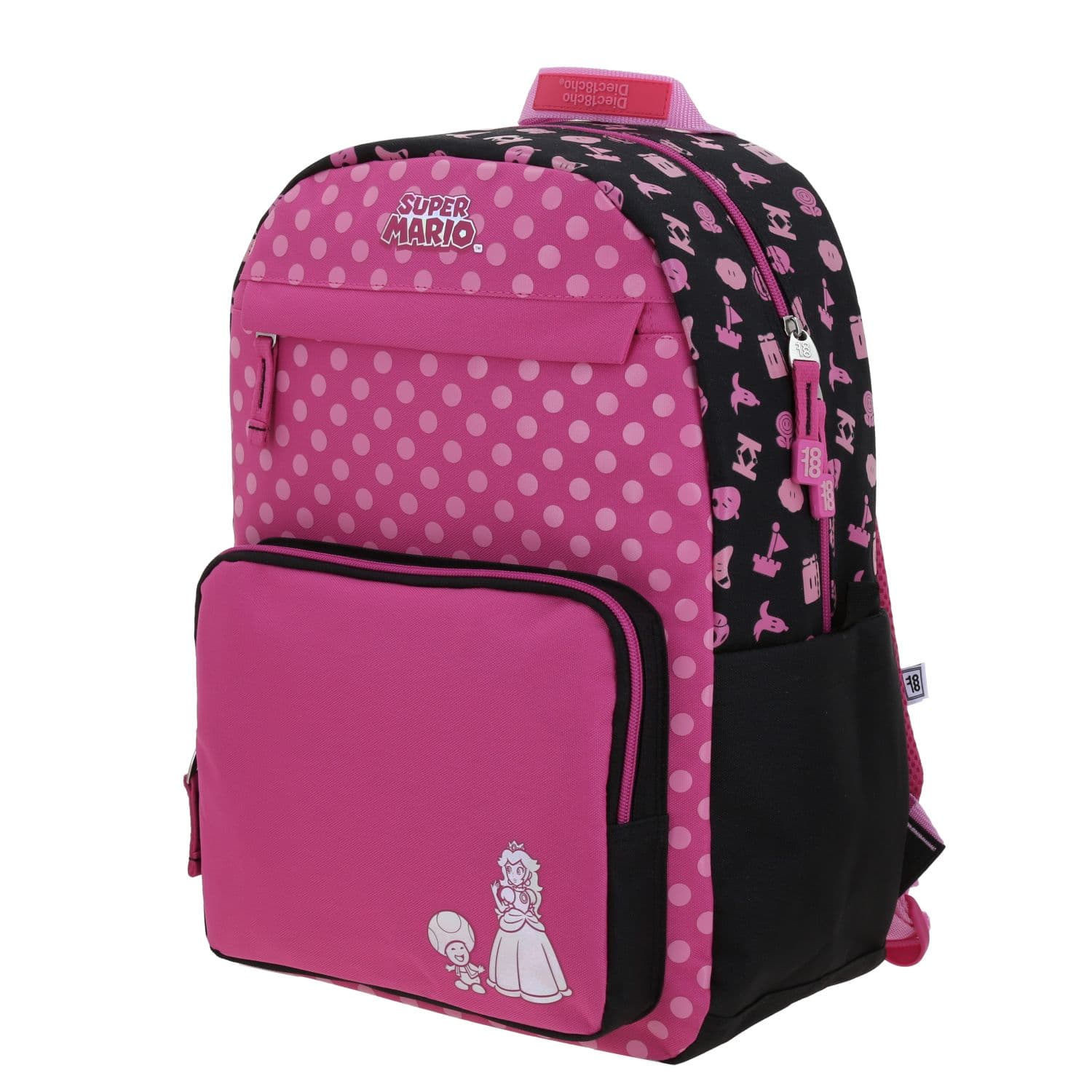 Mochila escolar para niña Mario Bros by Chenson color fucsia divertida y segura 2