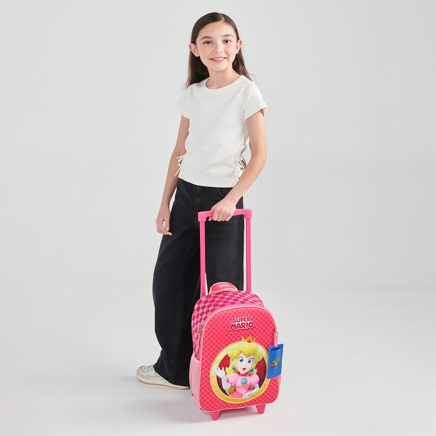 Mochila con Ruedas Mario Bros Rosa para Niña - Diversión y Durabilidad - vista 2