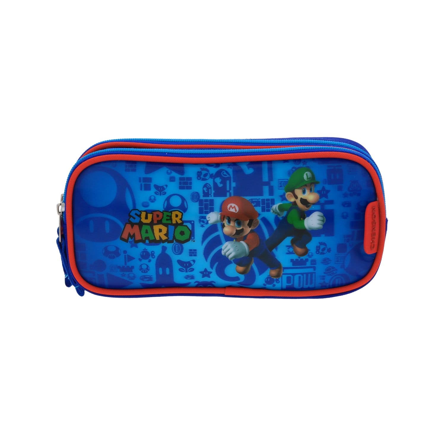 Lapicera escolar Mario Bros by Chenson, azul, doble compartimento