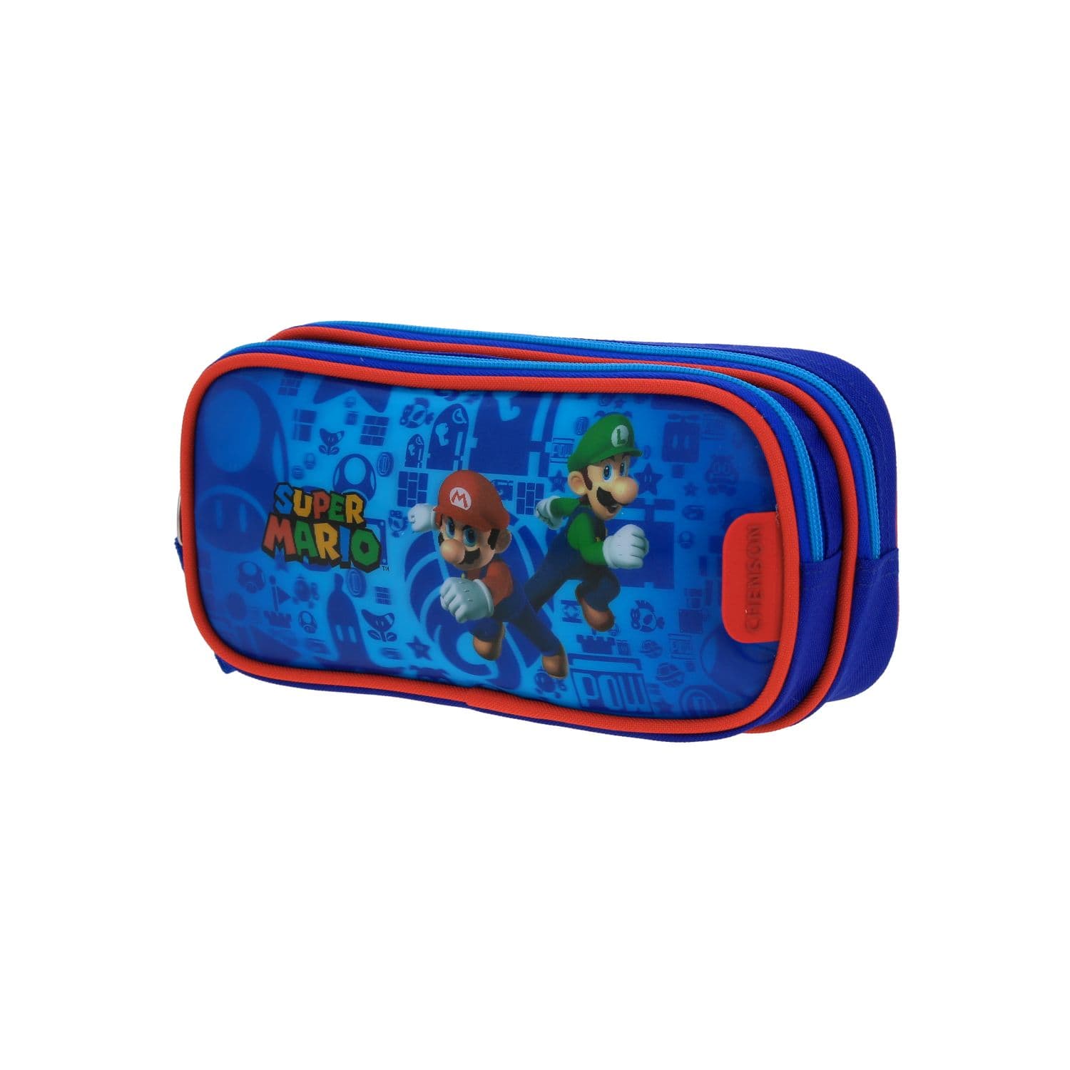 Lapicera escolar Mario Bros by Chenson, azul, doble compartimento 2