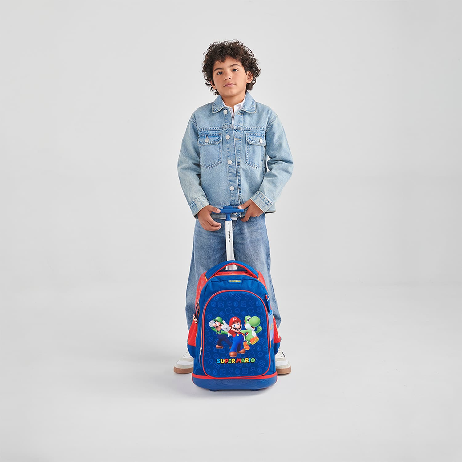 Mochila con Ruedas Mario Bros Azul para Niño - Diversión y Durabilidad - vista 2