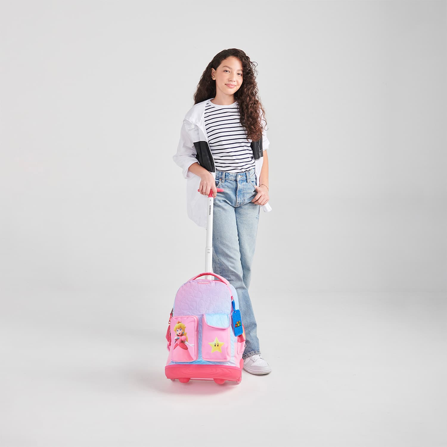 Mochila con Ruedas Mario Bros Rosa para Niña - Diversión y Durabilidad - vista 2