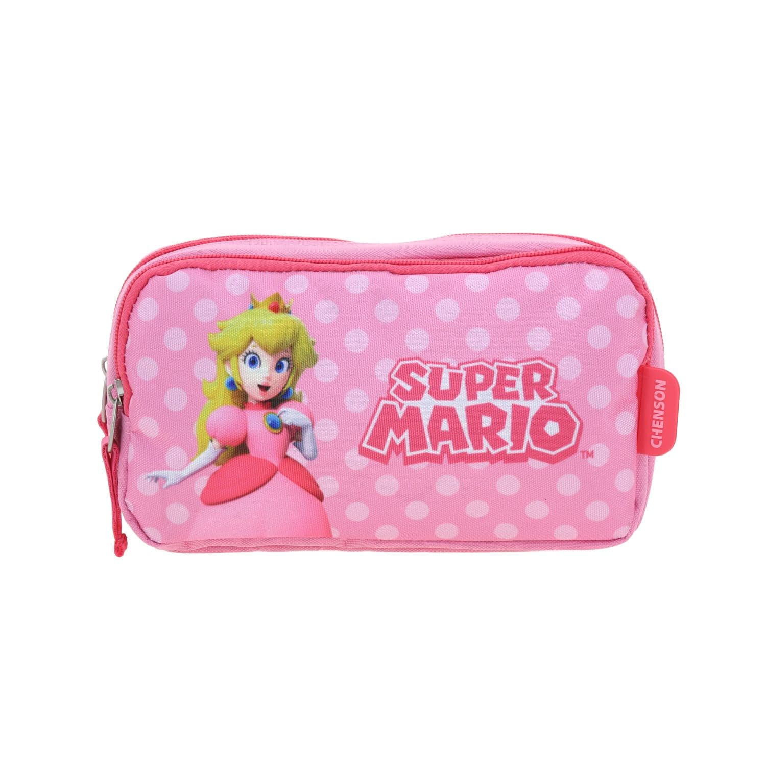 Lapicera escolar para niña Mario Bros by Chenson color rosa con doble compartimento