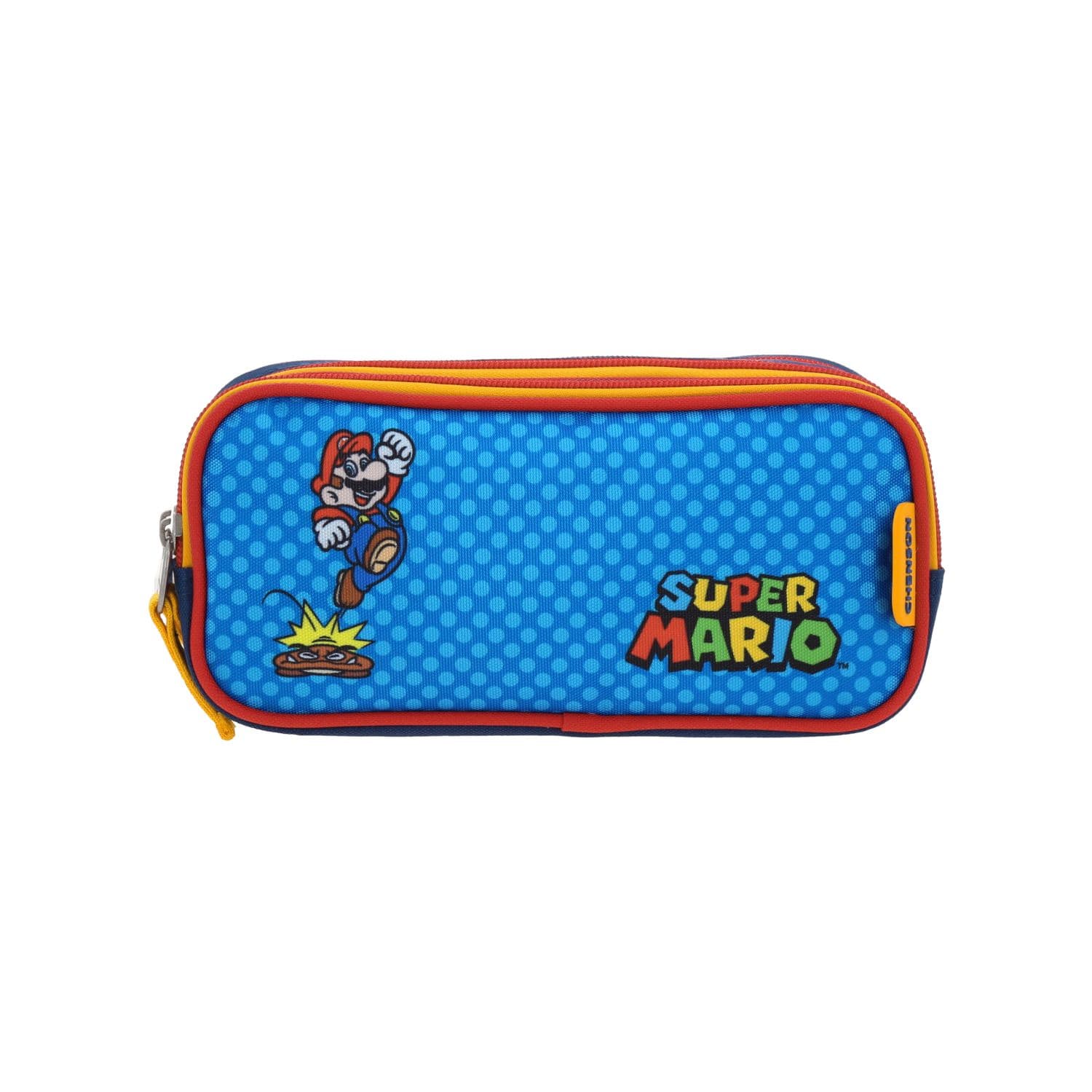 Lapicera escolar para niño Mario Bros by Chenson azul con triple compartimento