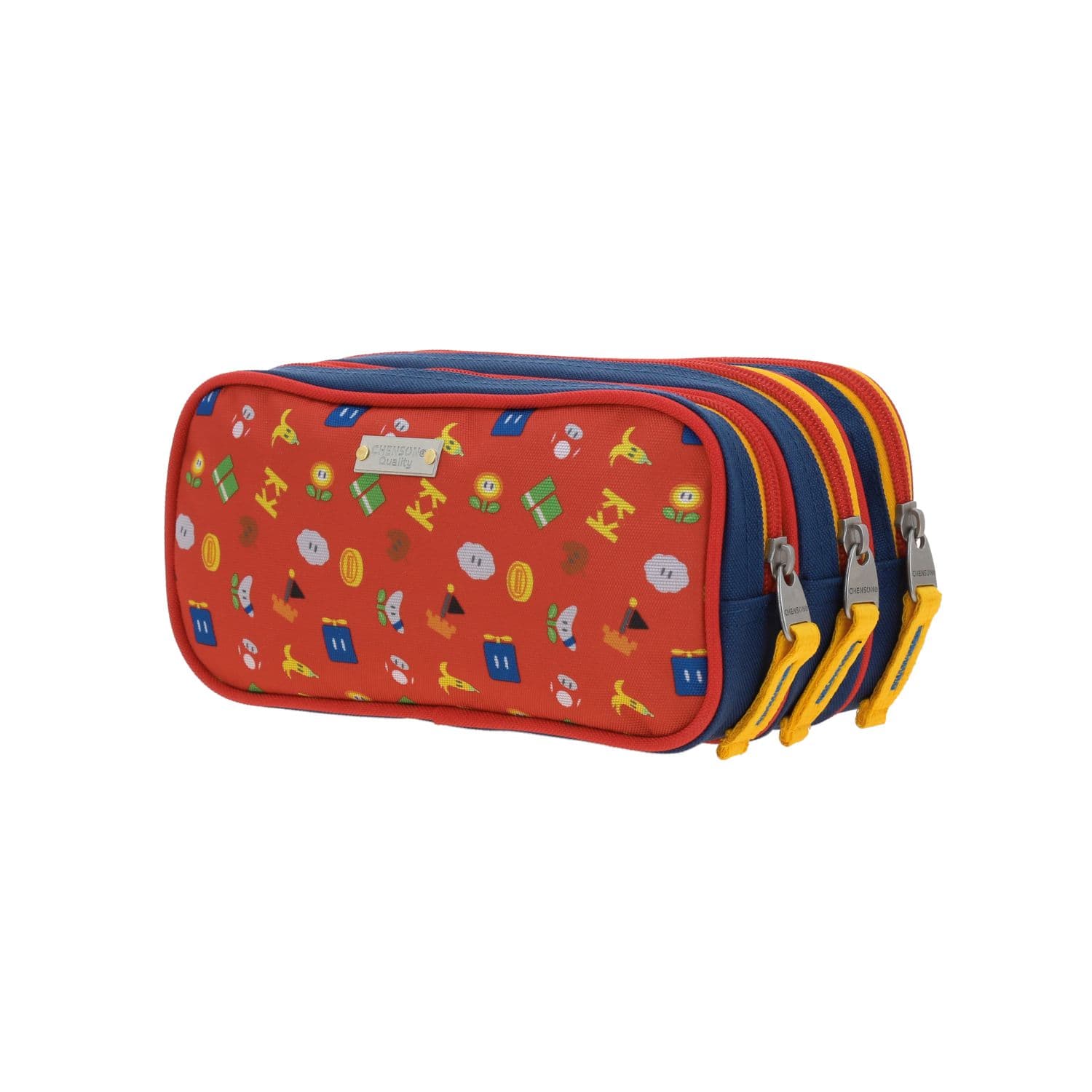 Lapicera escolar para niño Mario Bros by Chenson azul con triple compartimento 5