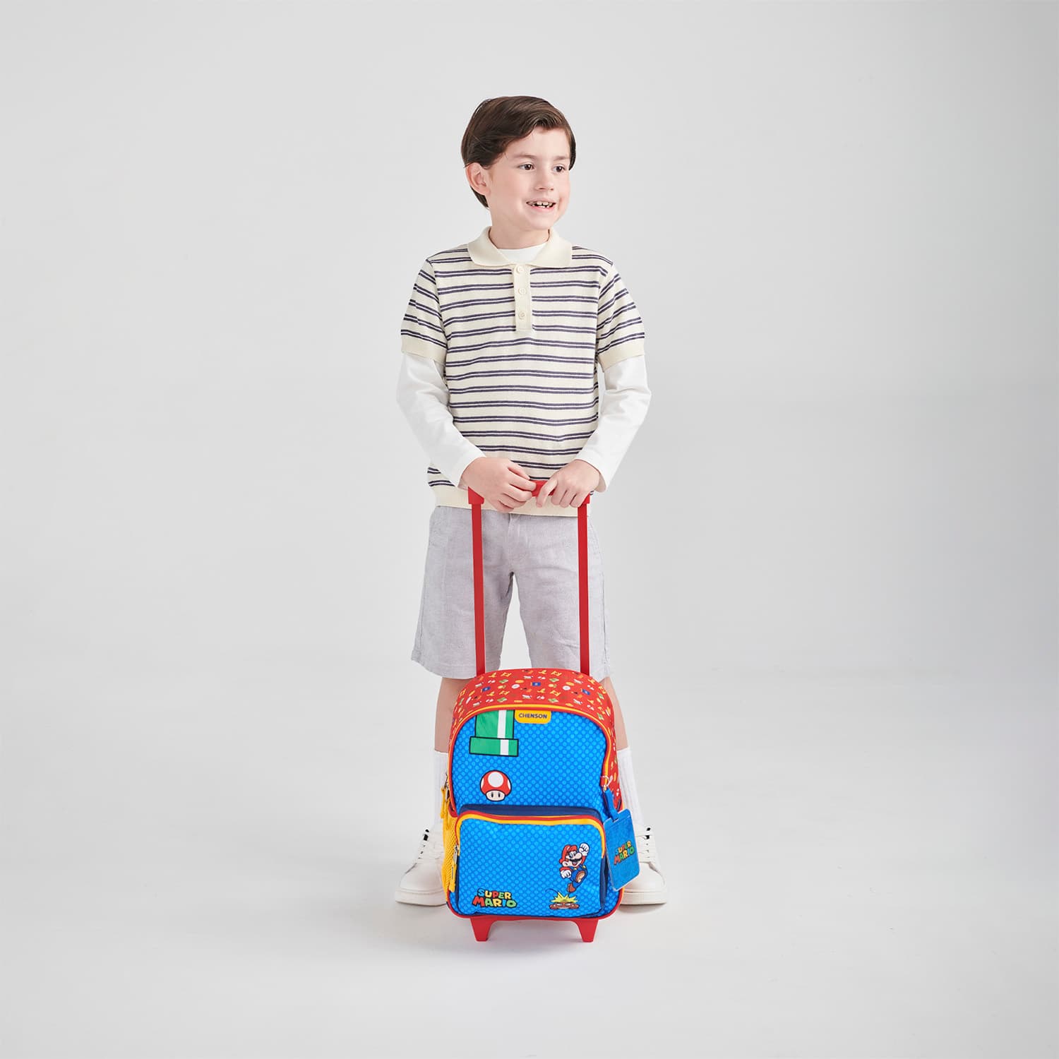 Mochila con Ruedas Mario Bros Azul para Niño - Diversión y Seguridad - vista 2