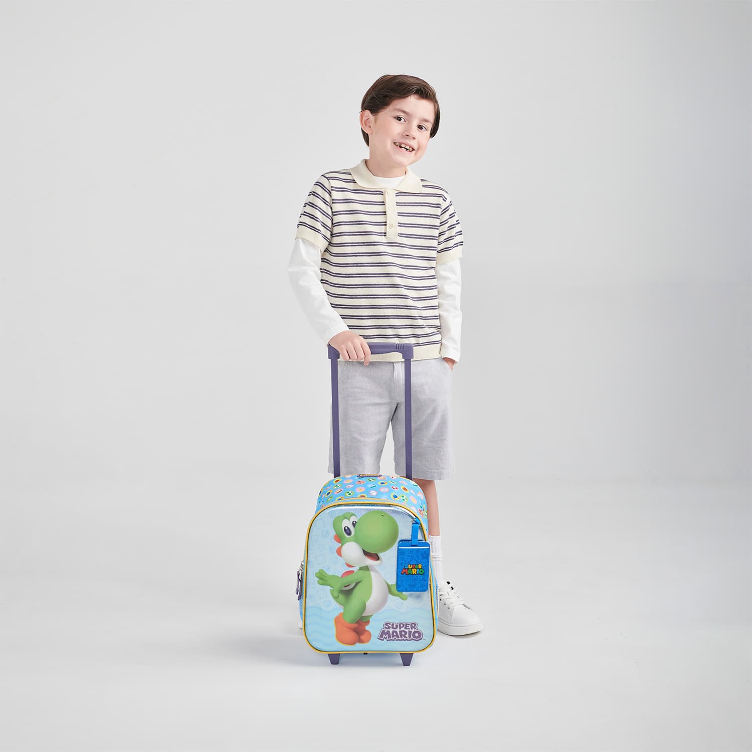 Mochila con Ruedas Mario Bros Azul para Niño - Diversión y Durabilidad - vista 2