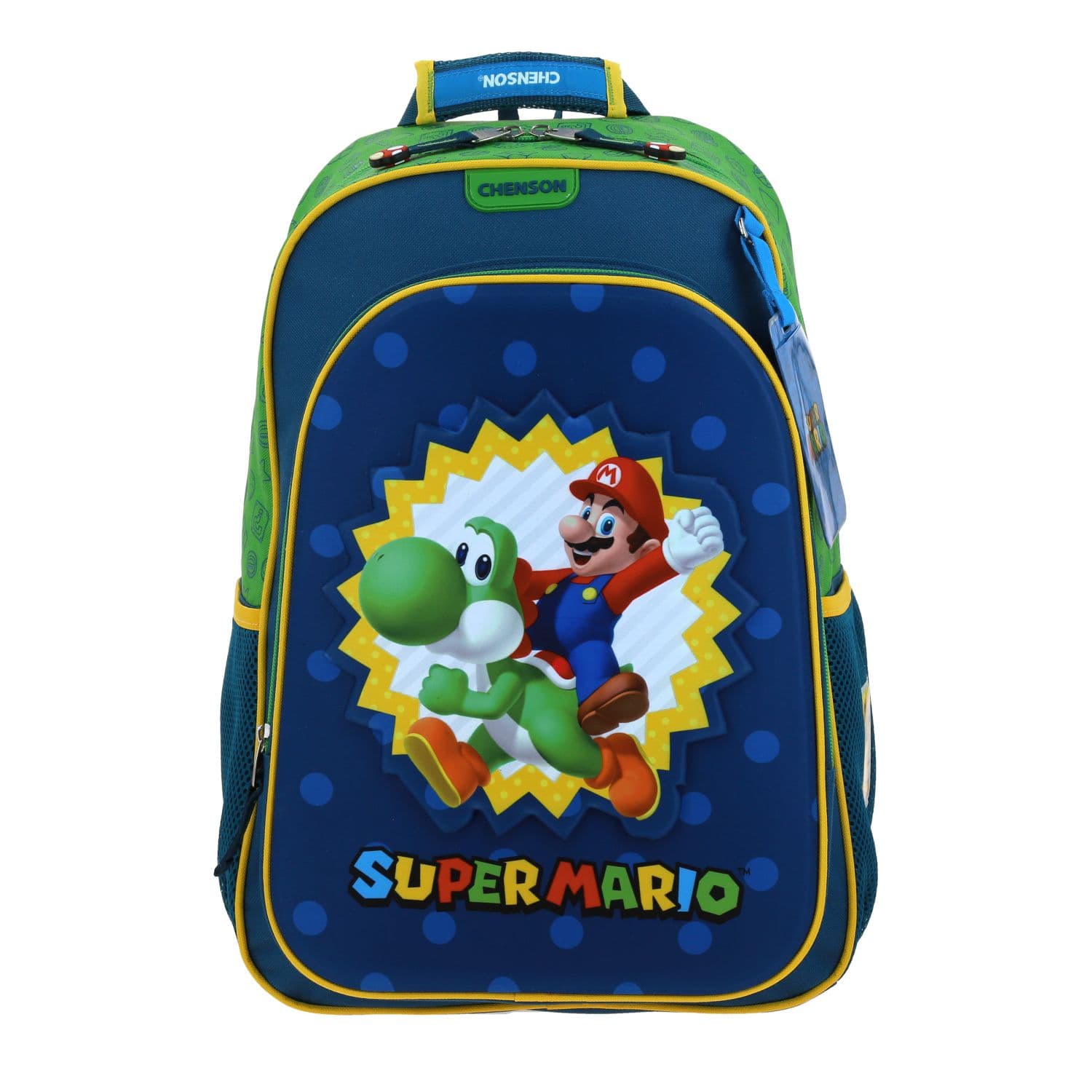 Mochila escolar para niño Mario Bros by Chenson color azul, divertida y segura