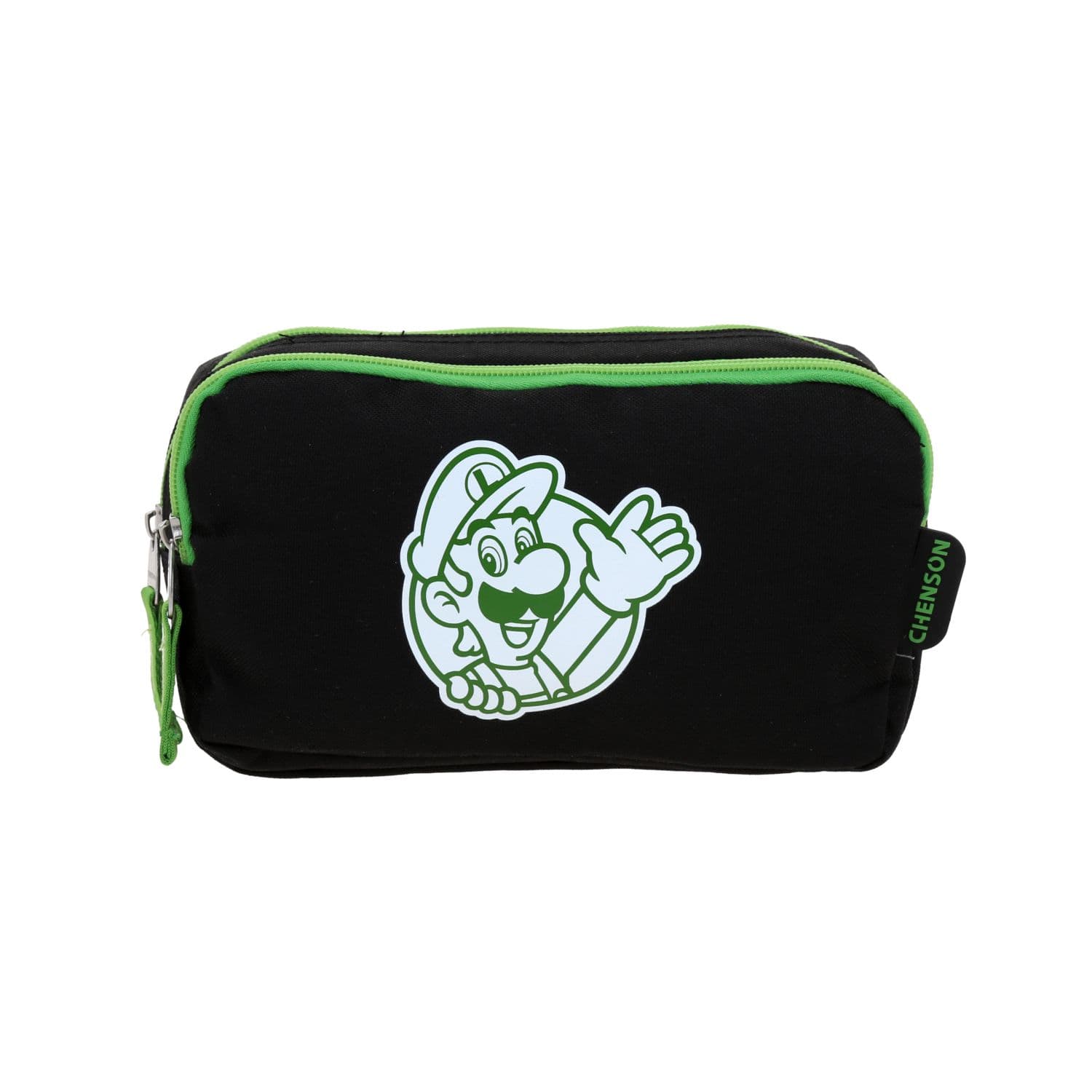 Lapicera escolar para niño Mario Bros by Chenson verde con doble compartimento
