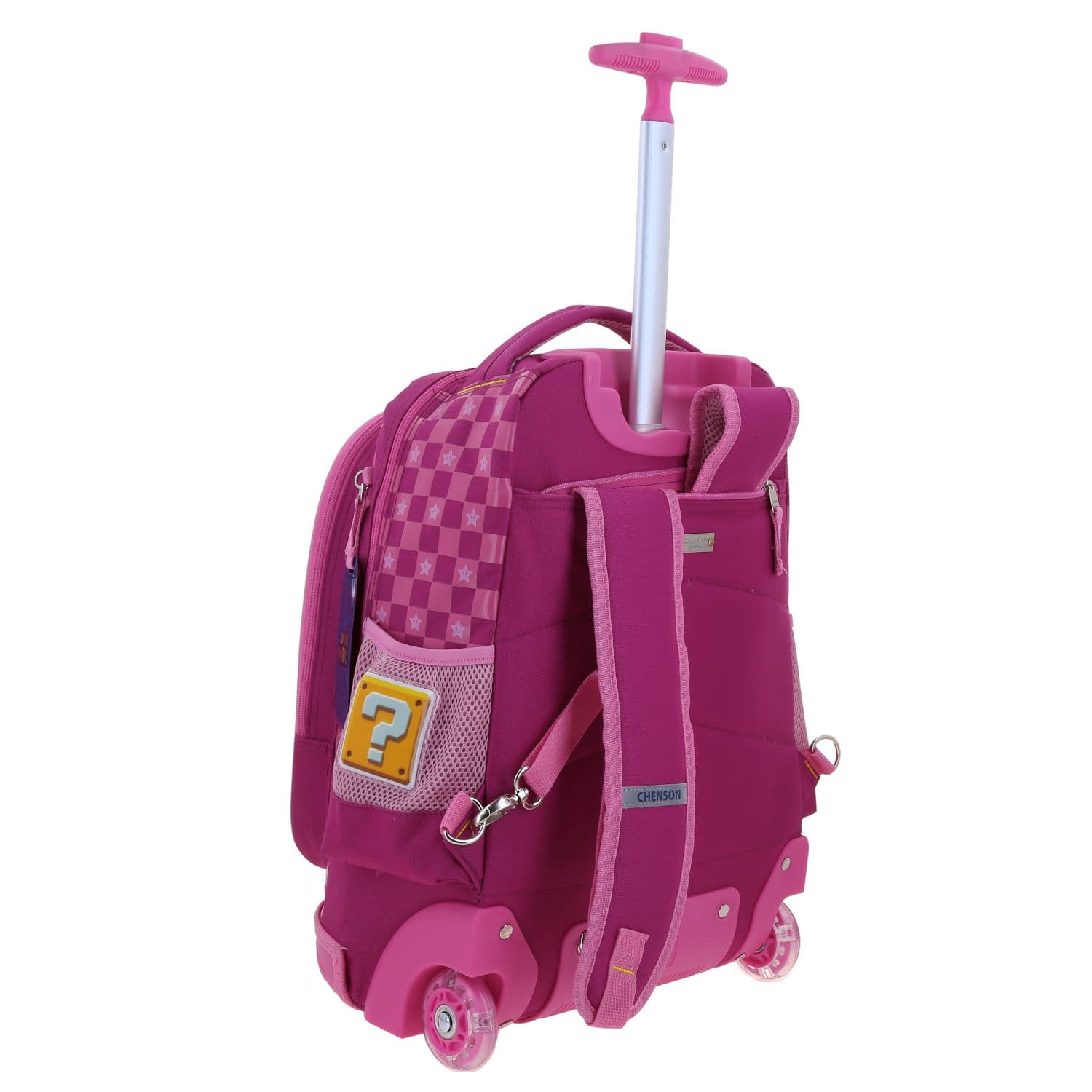 Mochila con Ruedas Mario Bros Rosa para Niña - Diversión y Durabilidad 3