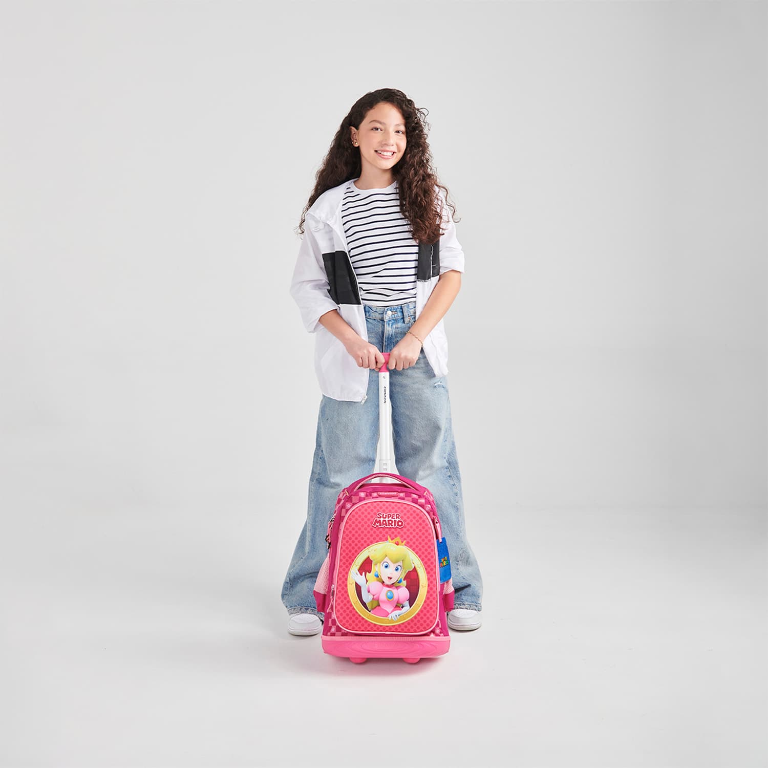 Mochila con Ruedas Mario Bros Rosa para Niña - Diversión y Durabilidad - vista 2