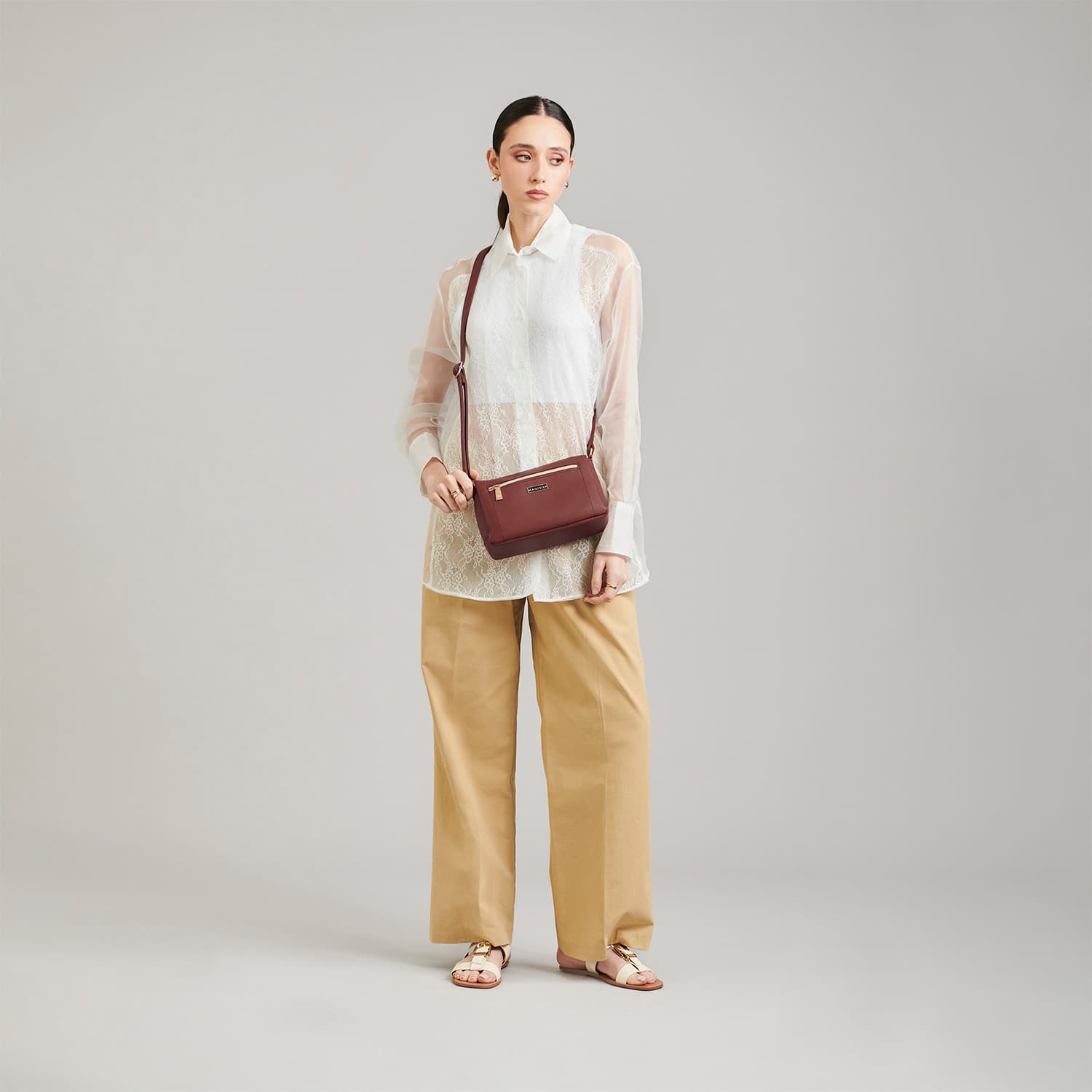 Bolsa de Lado para Dama Madison by Chenson Magenta con Triple Compartimento - vista 2