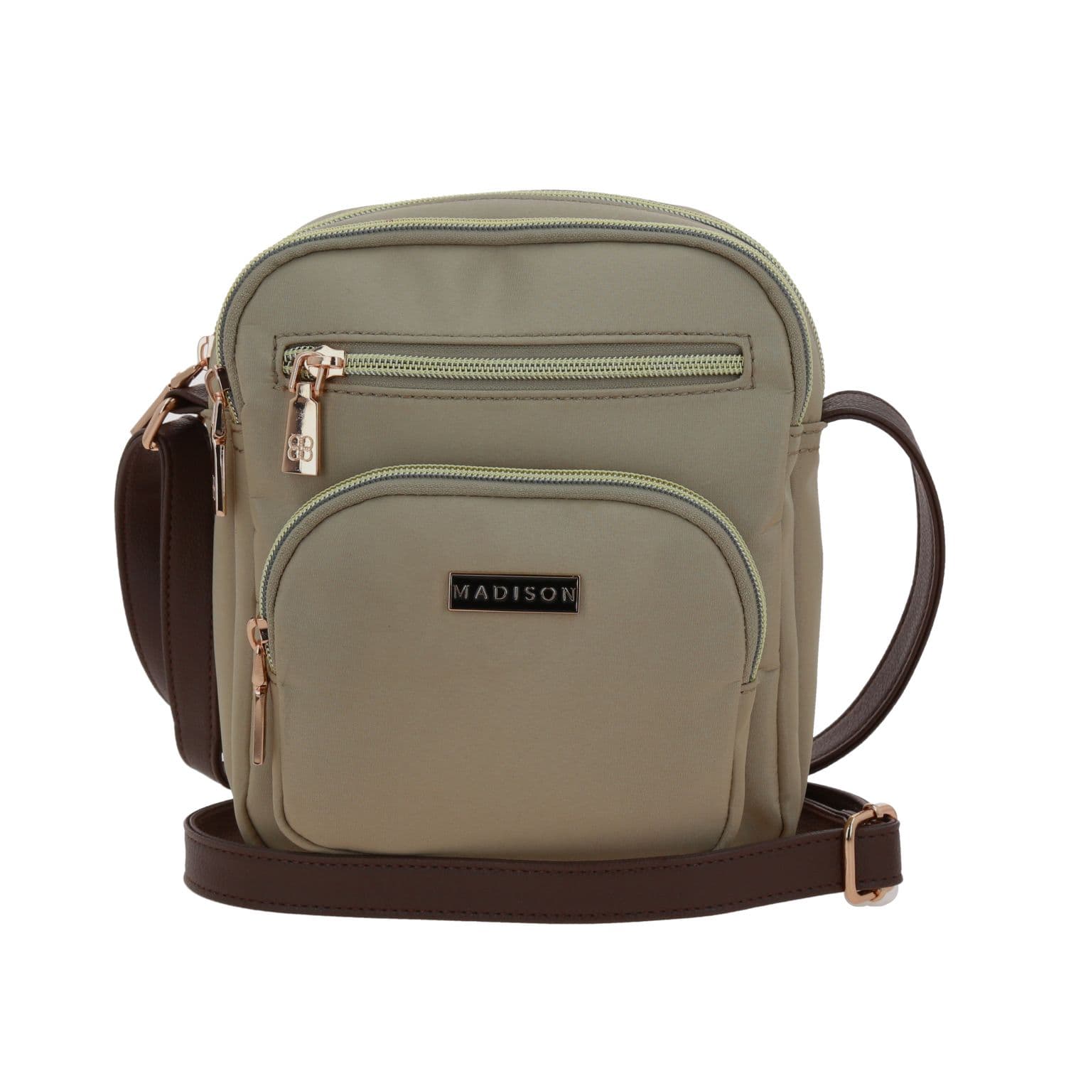 Bolsa de lado para dama Madison by Chenson Camel con doble compartimento