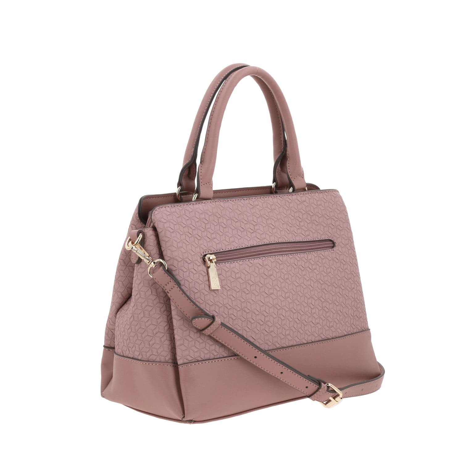 Bolsa de mano para dama Madison by Chenson color rosa con triple compartimento 3