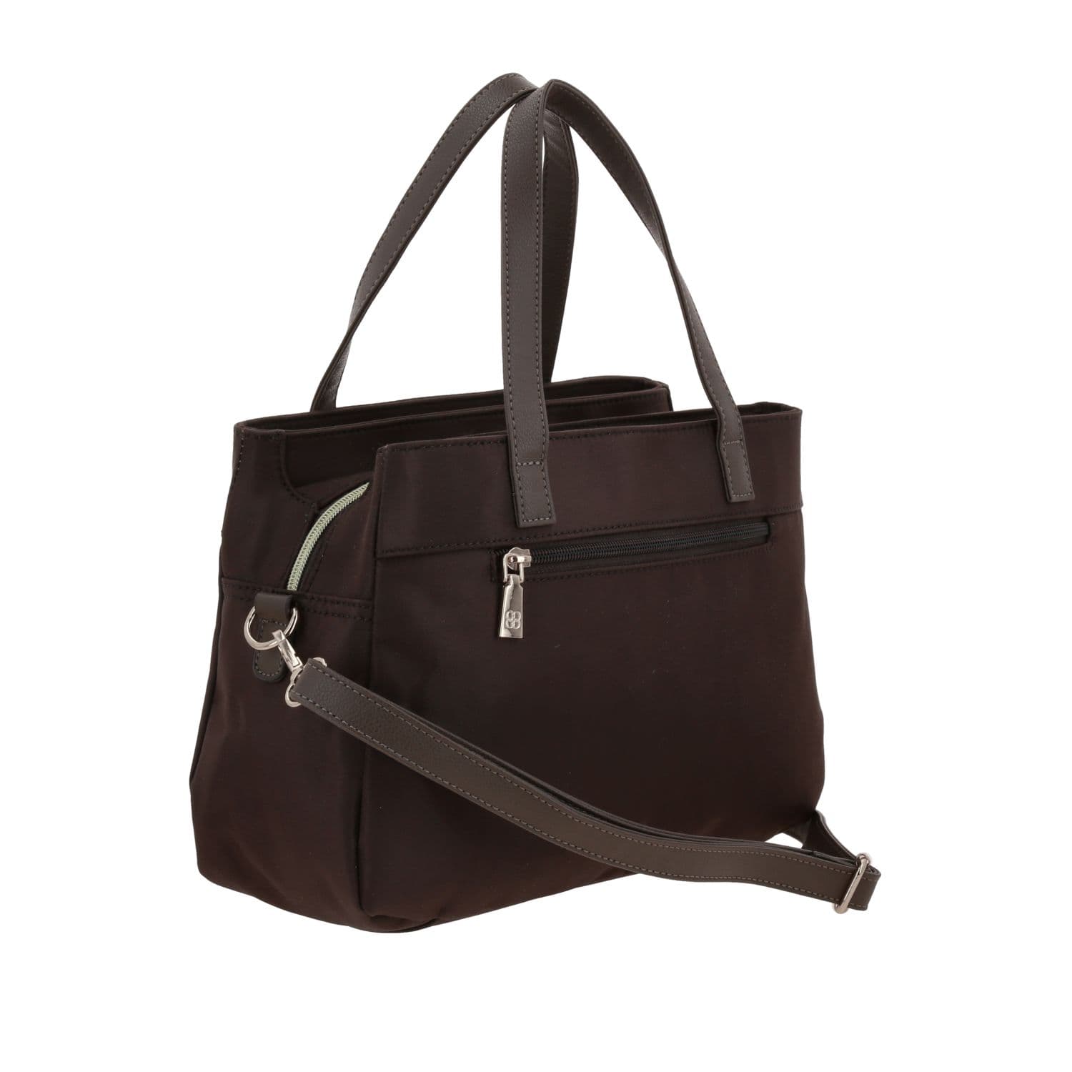 Bolsa de Mano para Dama Madison by Chenson Café Satinado con Triple Compartimento 3