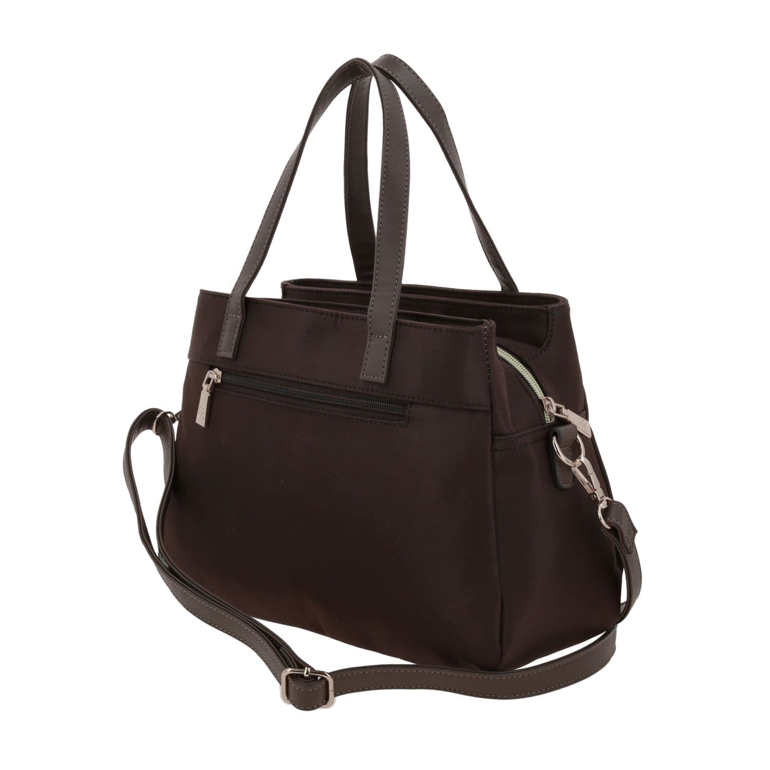 Bolsa de Mano para Dama Madison by Chenson Café Satinado con Triple Compartimento 5