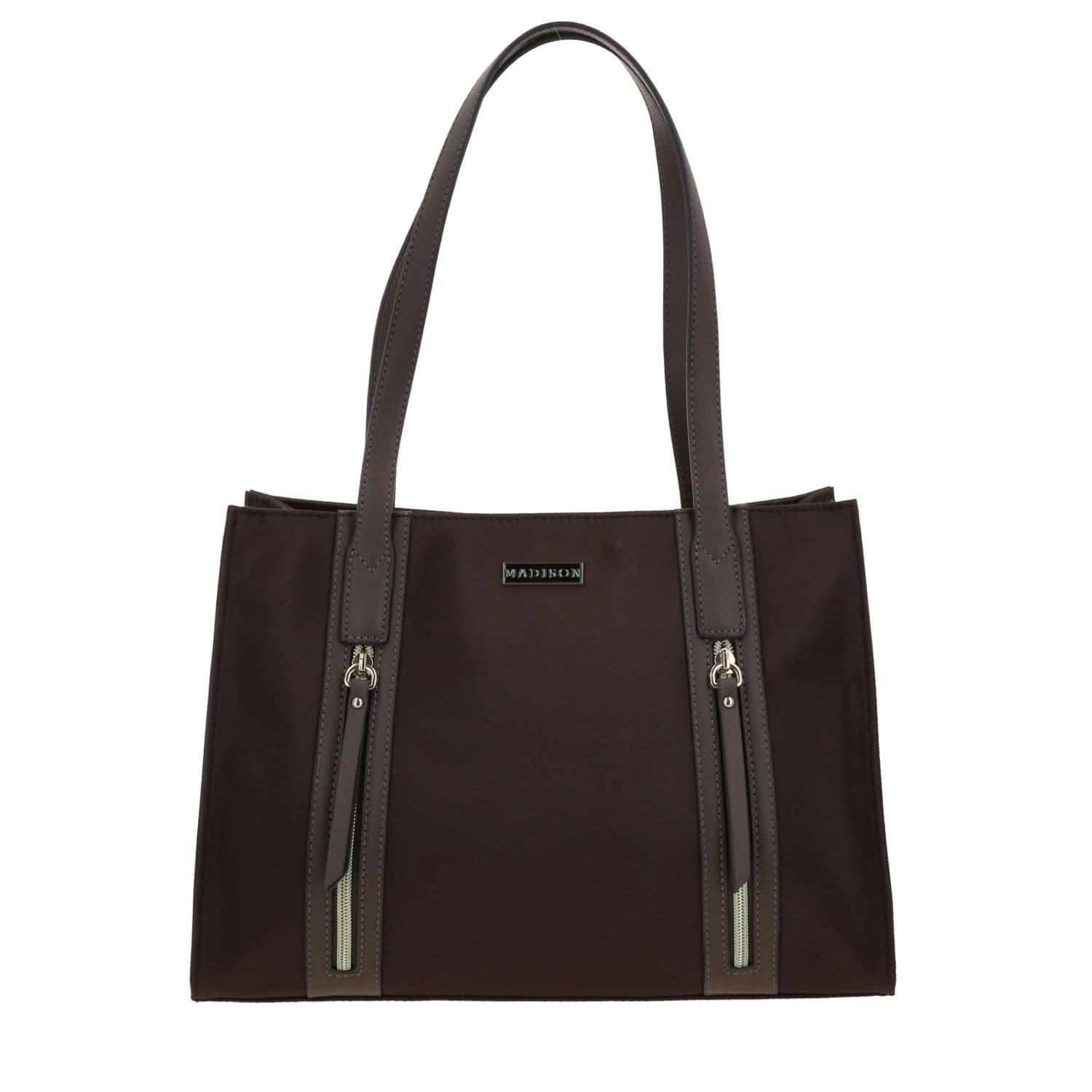 Bolsa grande para dama Madison by Chenson Café Satinado con múltiples bolsillos