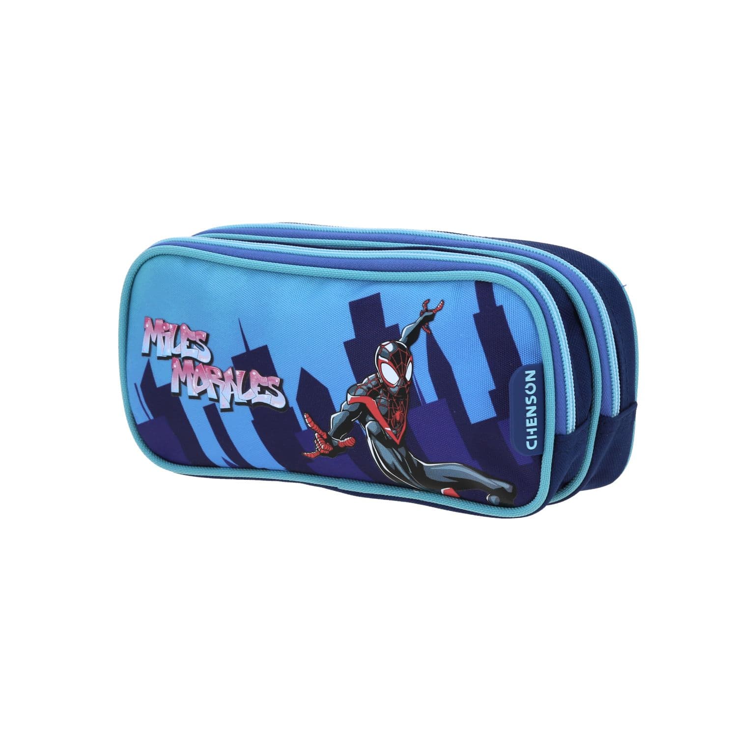 Lapicera escolar para niño Miles Morales by Chenson color azul con doble compartimento 2