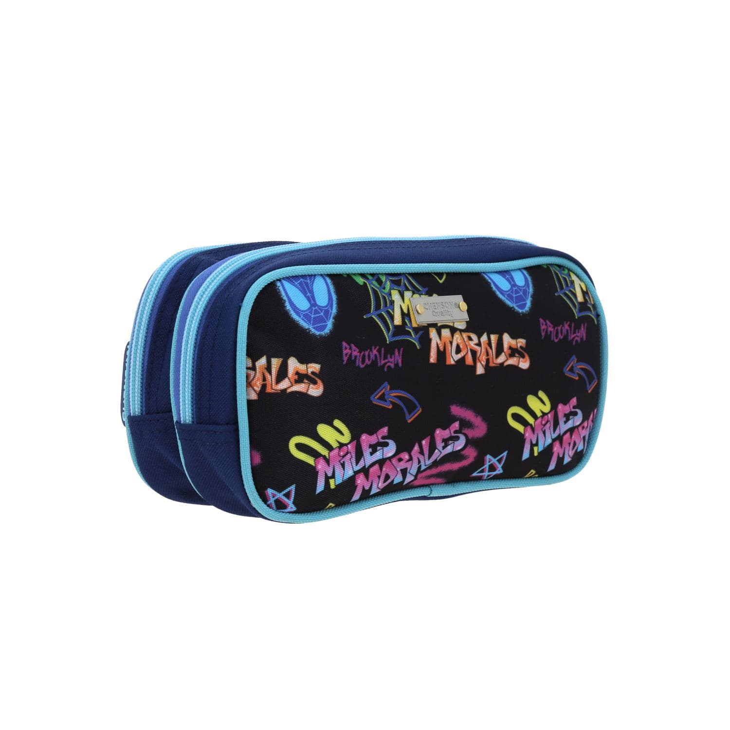 Lapicera escolar para niño Miles Morales by Chenson color azul con doble compartimento 3
