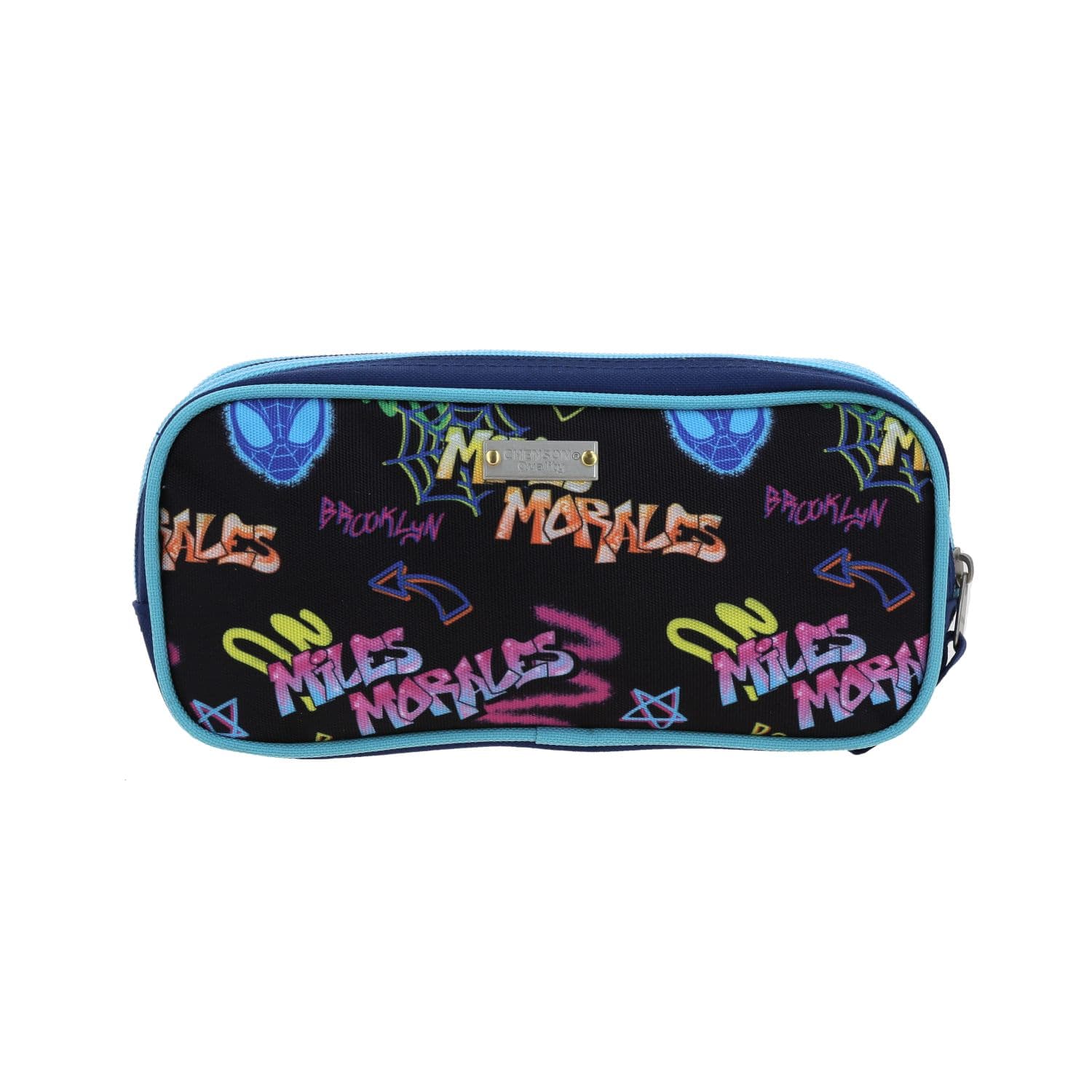 Lapicera escolar para niño Miles Morales by Chenson color azul con doble compartimento 4