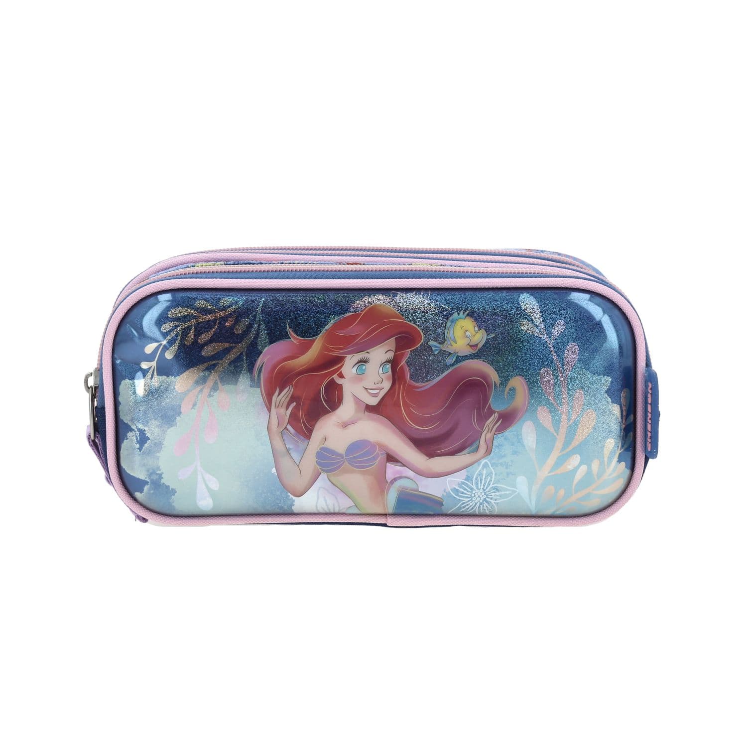 Lapicera escolar para niña Princesas by Chenson azul con triple compartimento