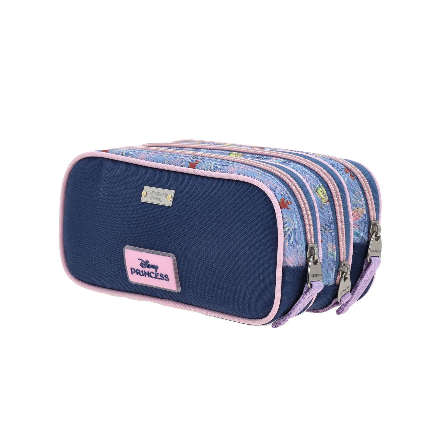 Lapicera escolar para niña Princesas by Chenson azul con triple compartimento 5