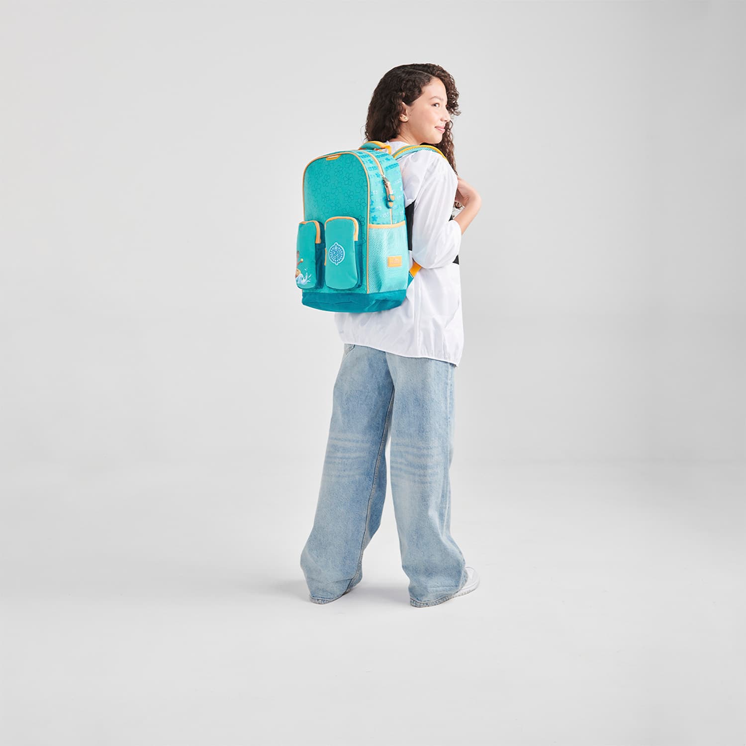 Mochila escolar para niña Princesas by Chenson Turquesa con múltiples bolsillos - vista 2