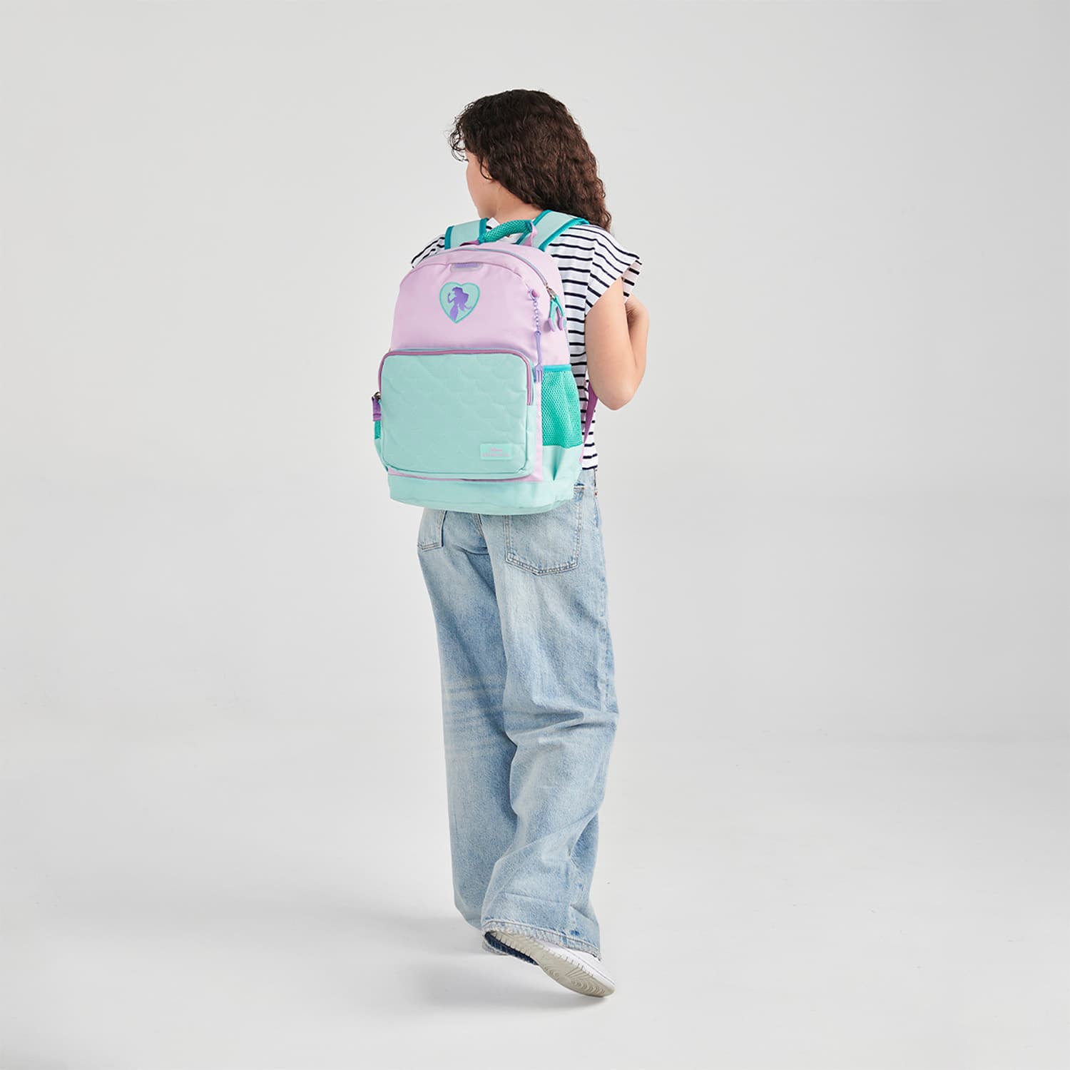 Mochila escolar para niña Princesas by Chenson turquesa con seguridad y diversión - vista 2