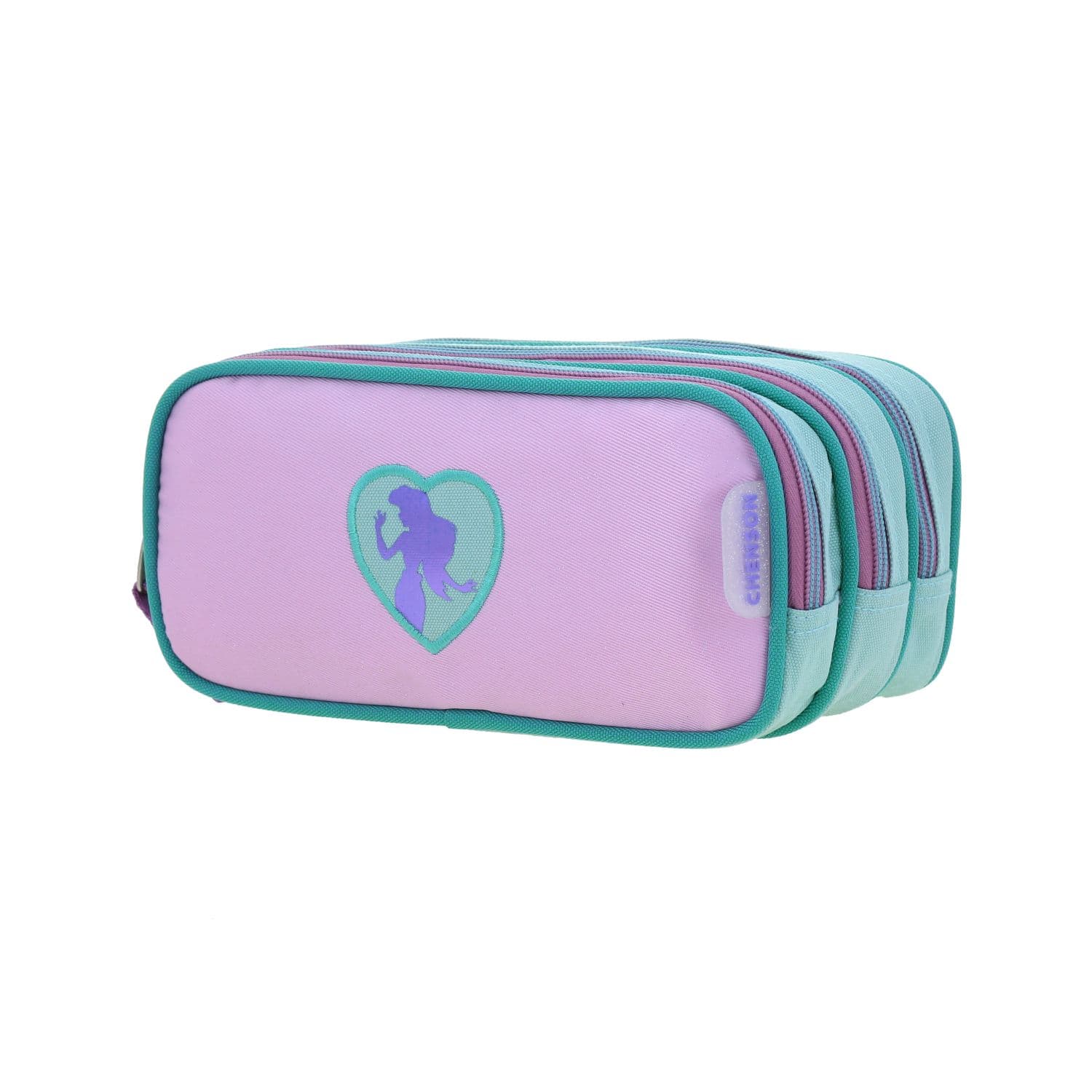 Lapicera escolar para niña Princesas by Chenson Turquesa triple compartimento 2