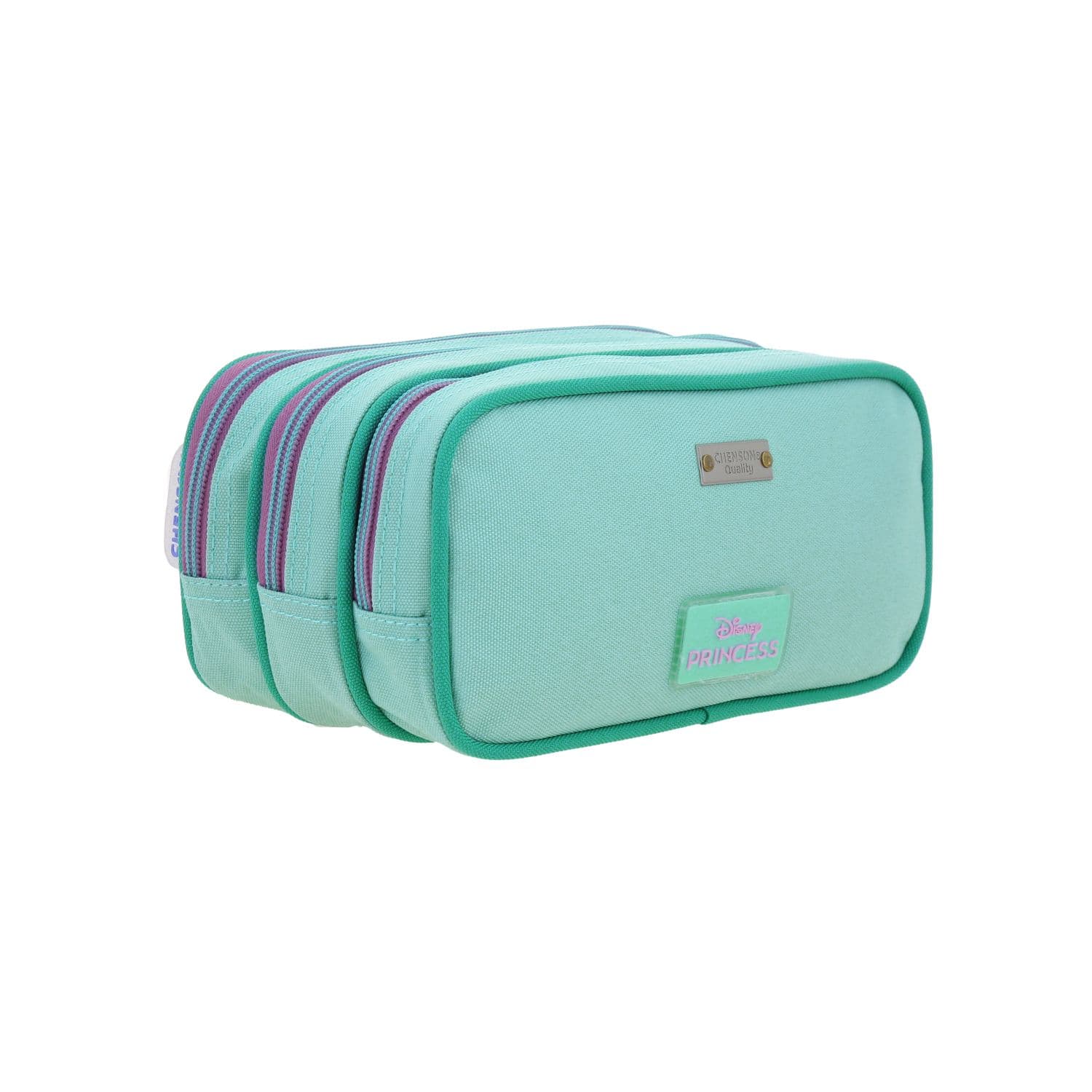Lapicera escolar para niña Princesas by Chenson Turquesa triple compartimento 3