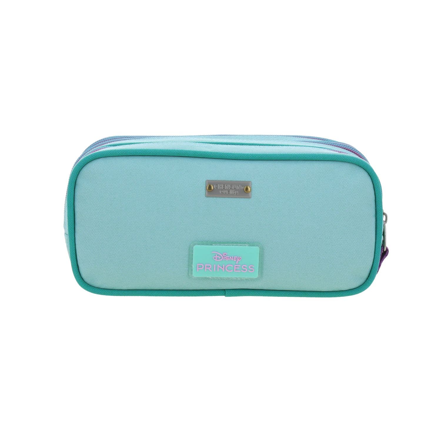 Lapicera escolar para niña Princesas by Chenson Turquesa triple compartimento 4