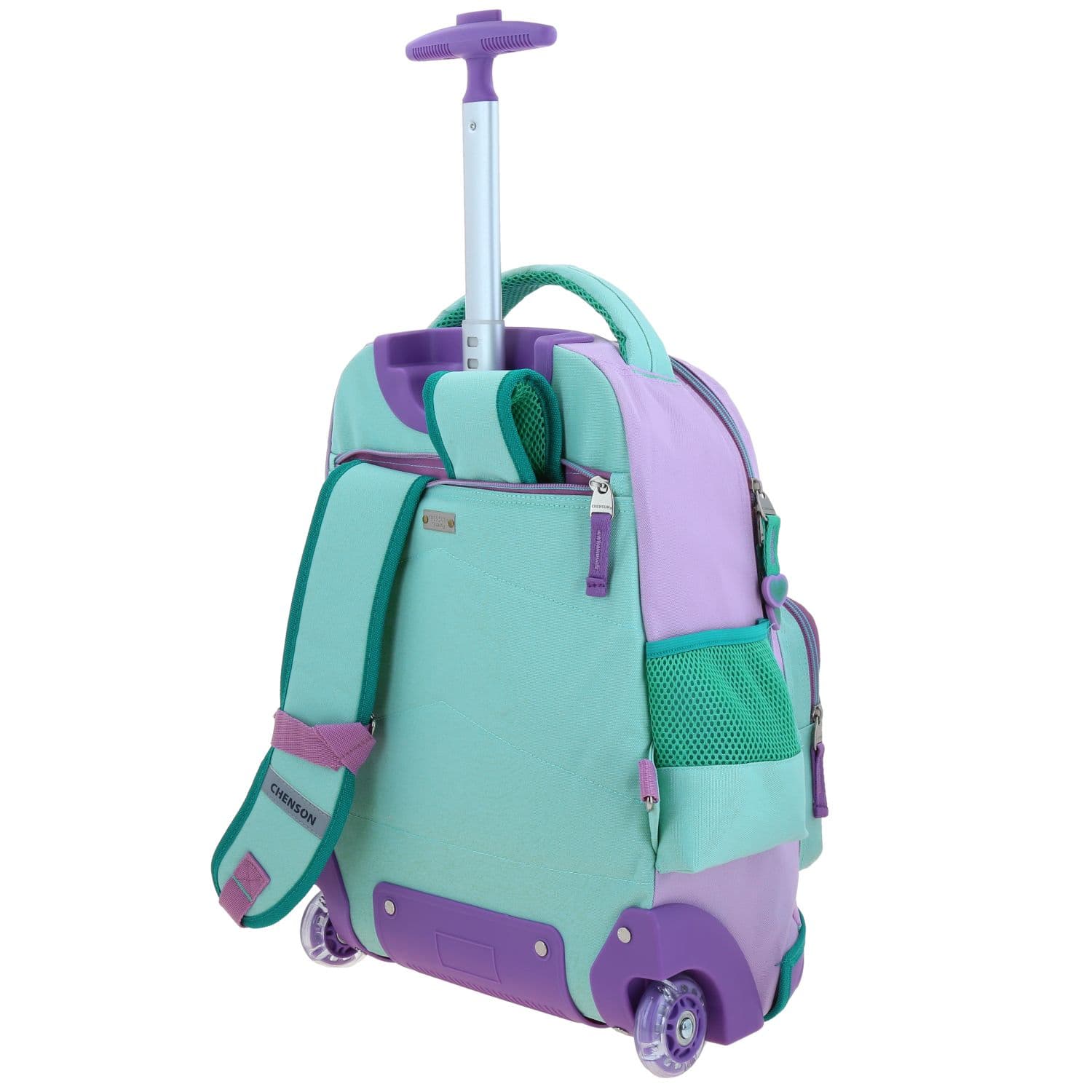 Mochila con Ruedas Princesas by Chenson Turquesa para Niña - Diversión y Seguridad 5