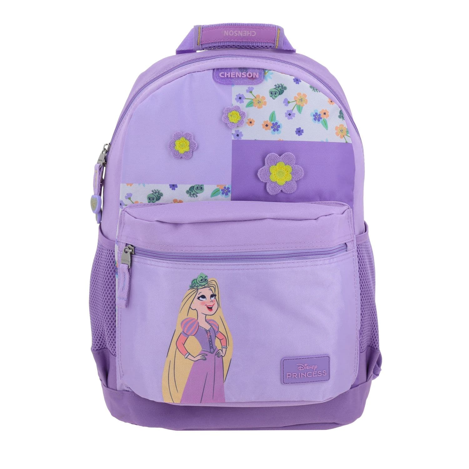 Mochila escolar para niña Princesas by Chenson violeta con cierre seguro