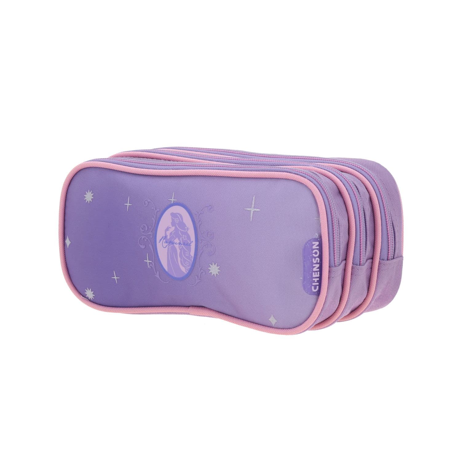 Lapicera escolar para niña Princesas by Chenson color violeta con triple compartimento 2