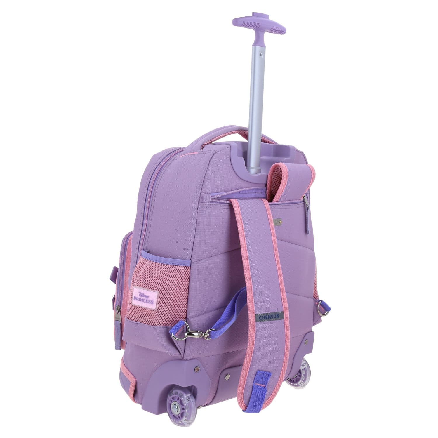 Mochila con Ruedas Princesas by Chenson Violeta para Niña con Luz LED 3
