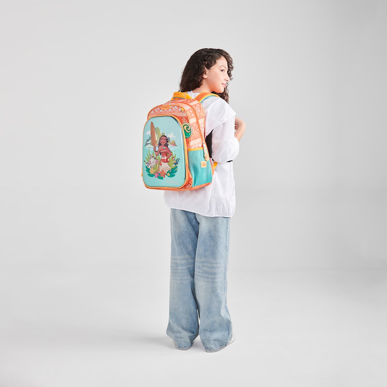 Mochila escolar para niña Princesas by Chenson Naranja con compartimentos - vista 2