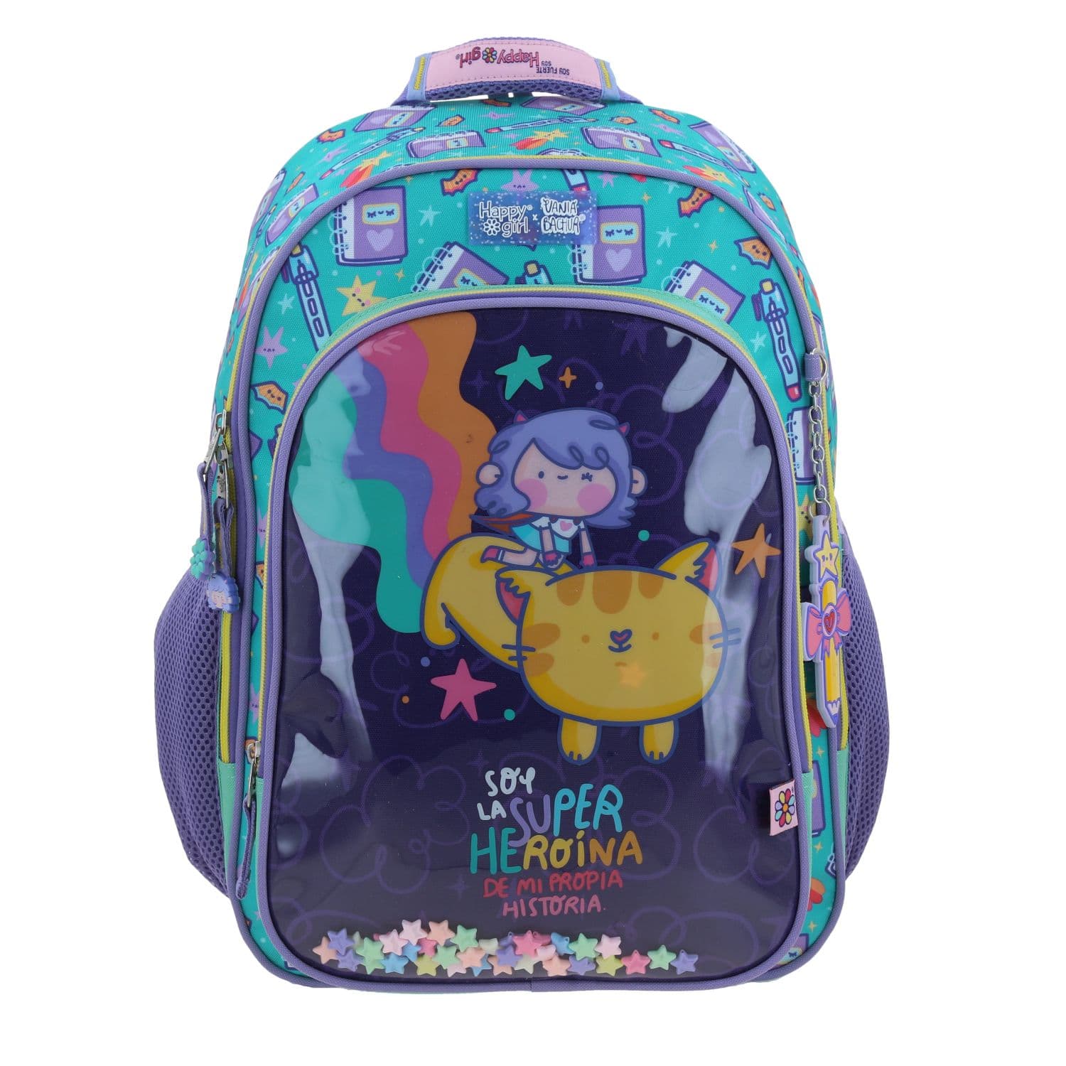 Mochila escolar para niña Vania Bachur Turquesa - Divertida y segura