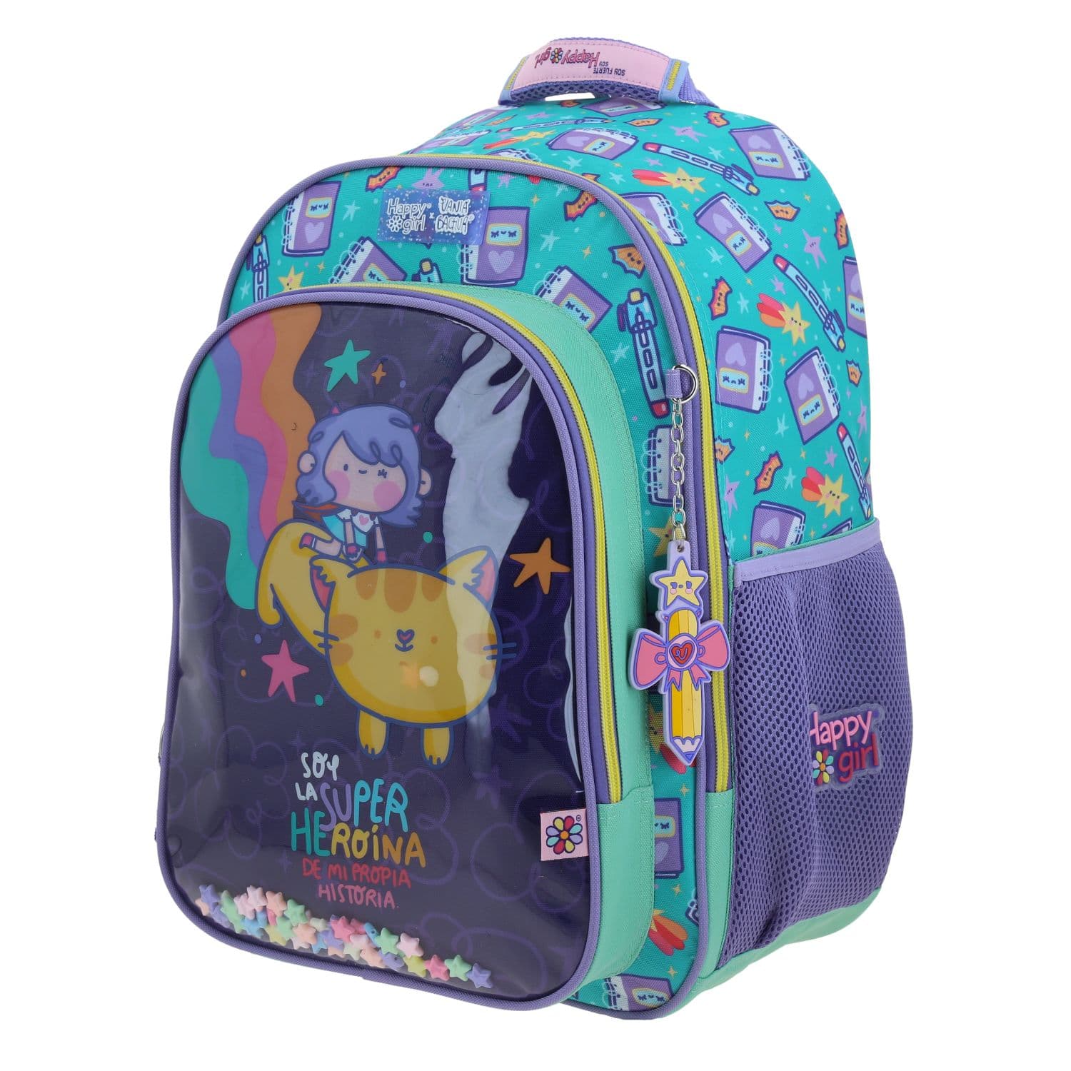 Mochila escolar para niña Vania Bachur Turquesa - Divertida y segura 2