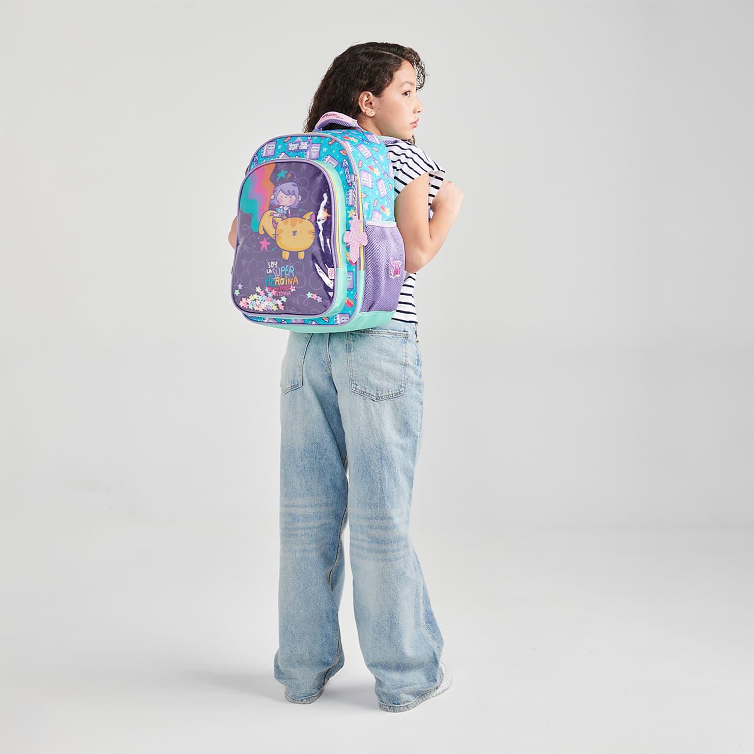 Mochila escolar para niña Vania Bachur Turquesa - Divertida y segura - vista 2