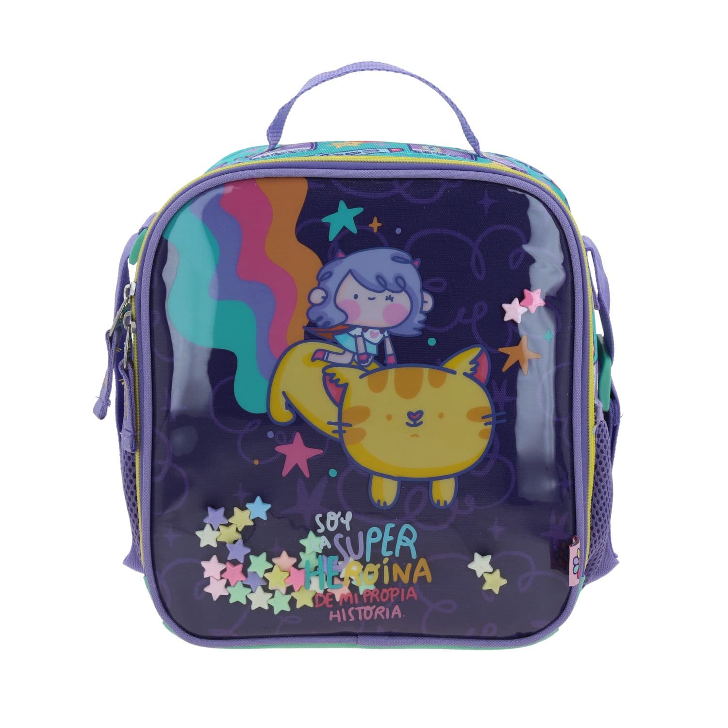 Lonchera escolar térmica Vania Bachur turquesa para niña - Diversión y durabilidad