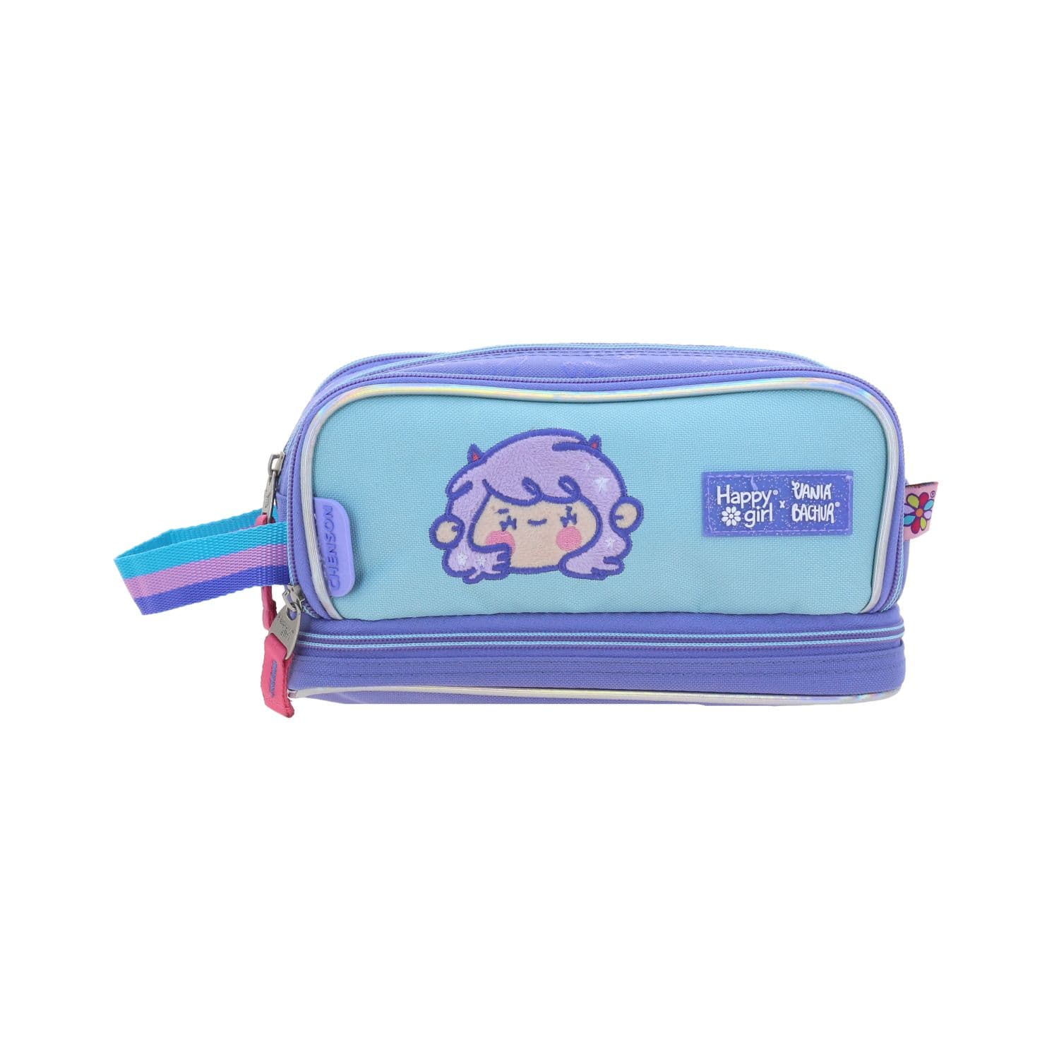 Lapicera escolar para niña Vania Bachur Uva con triple compartimento