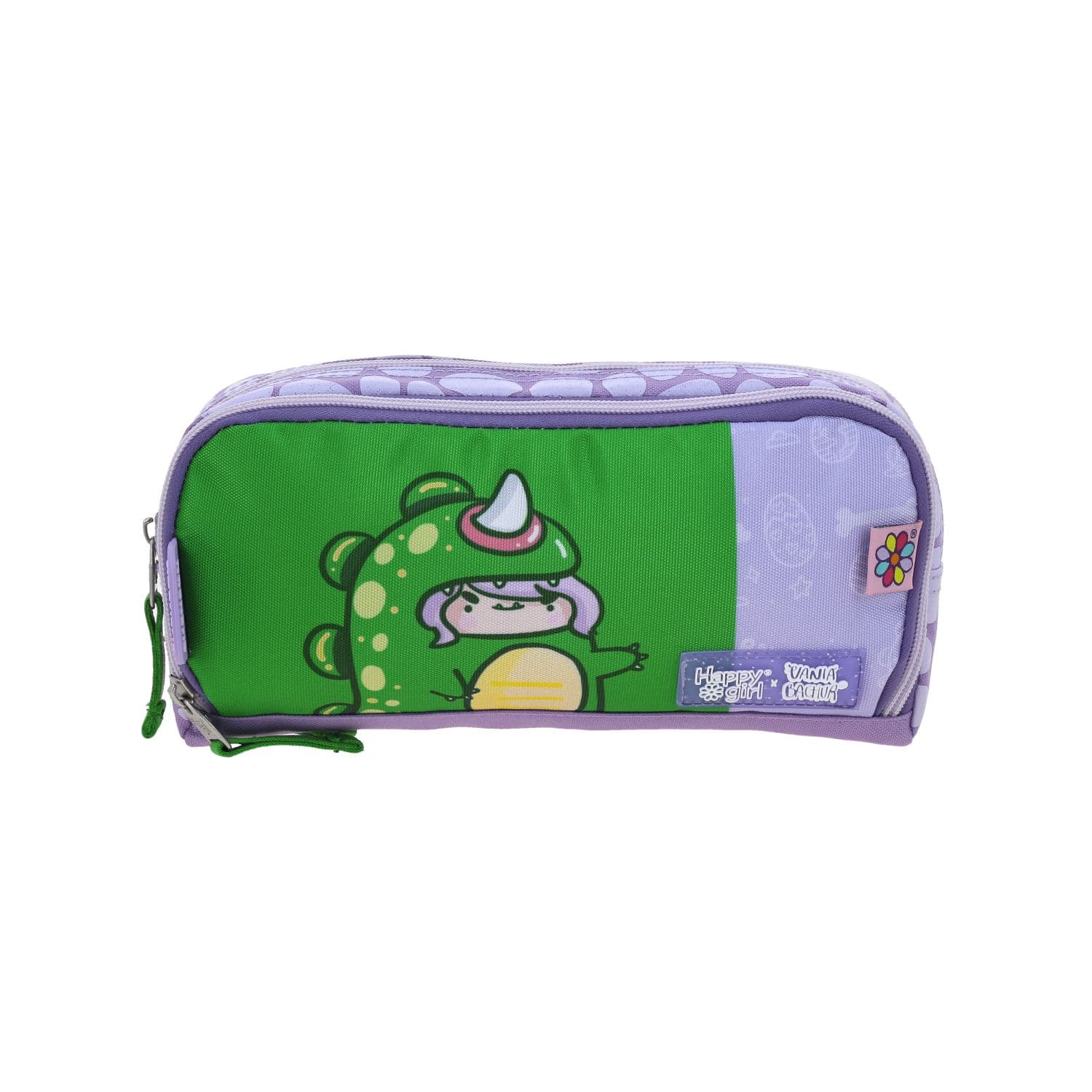 Lapicera escolar para niña Vania Bachur Violeta con triple compartimento