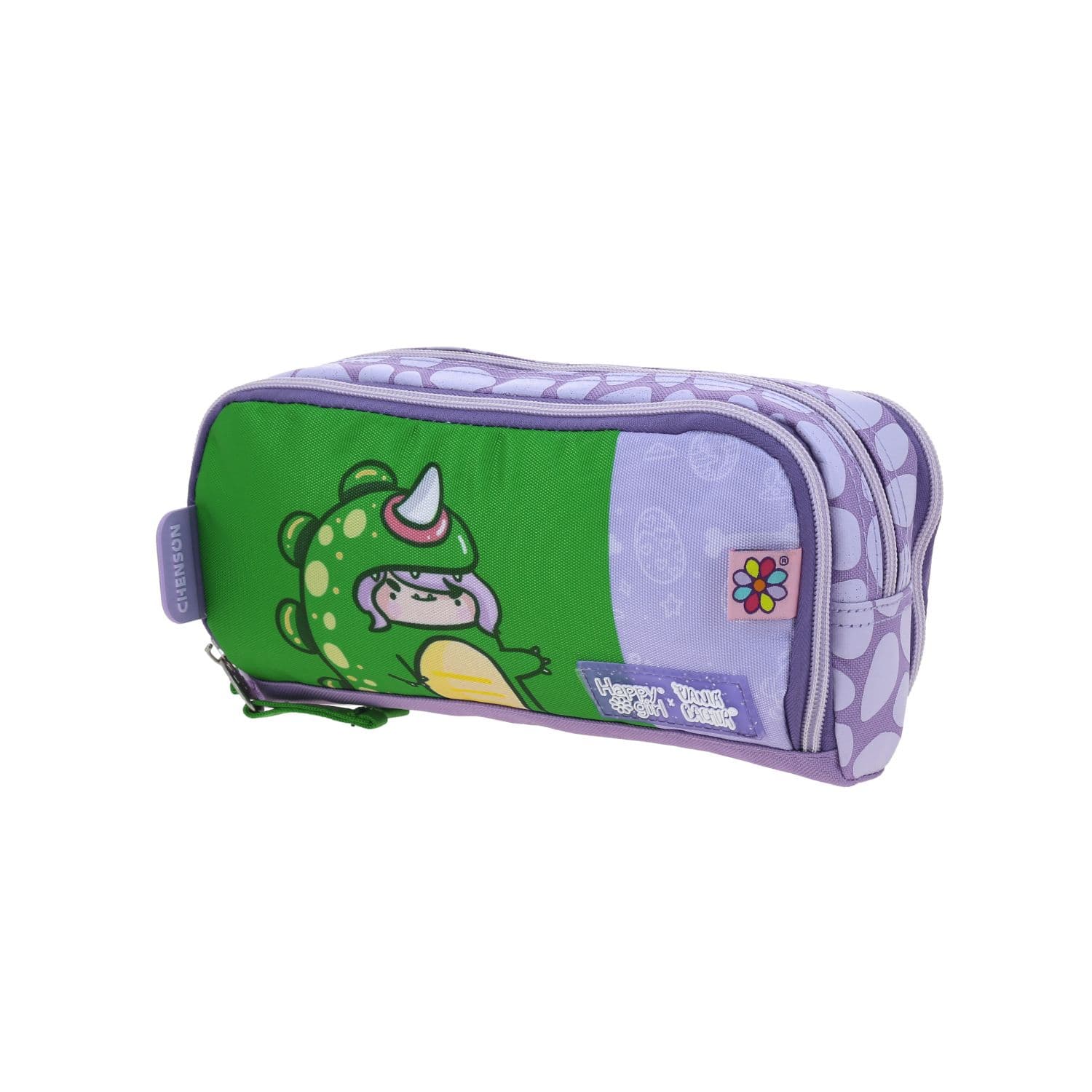 Lapicera escolar para niña Vania Bachur Violeta con triple compartimento 2