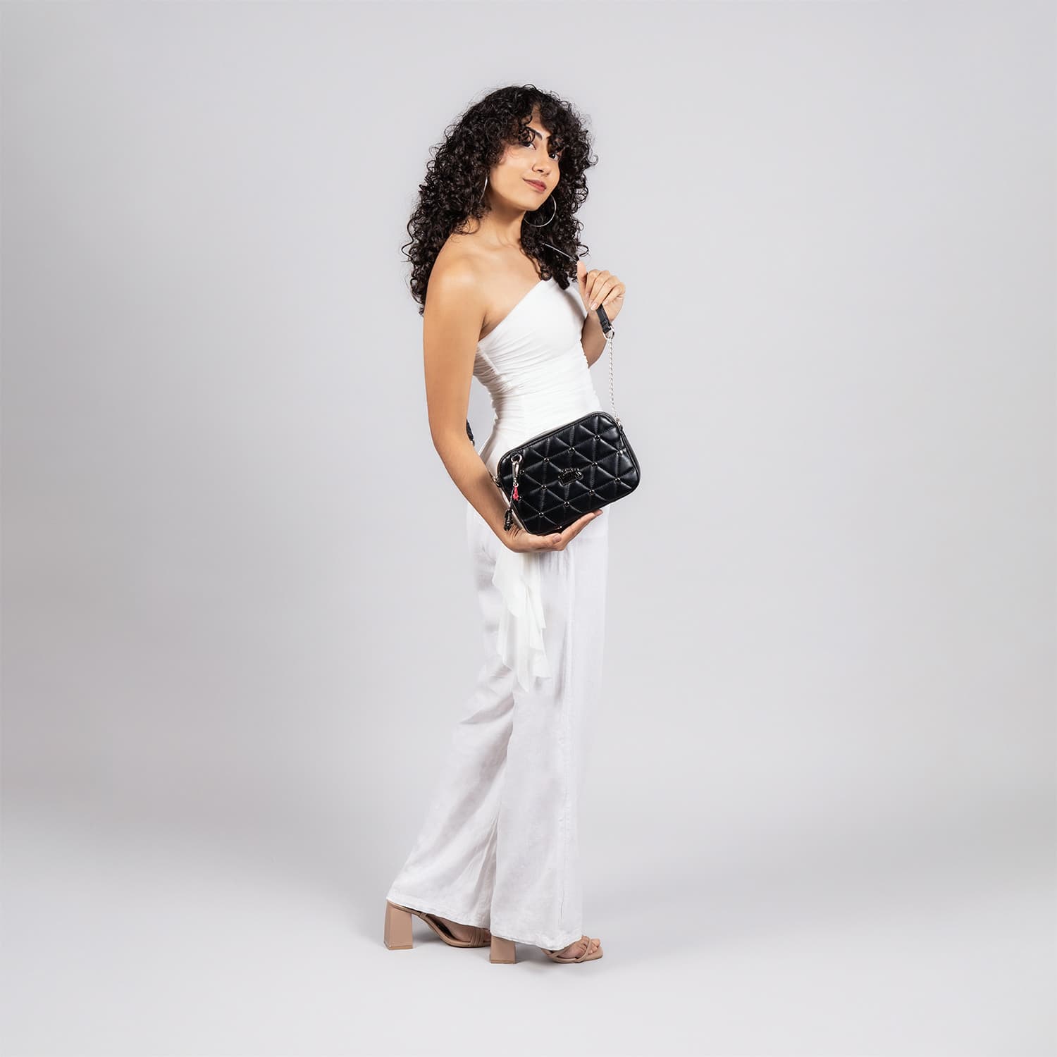 Bolsa de Lado Villanas by Chenson Negro con Bolsillo Frontal - vista 2